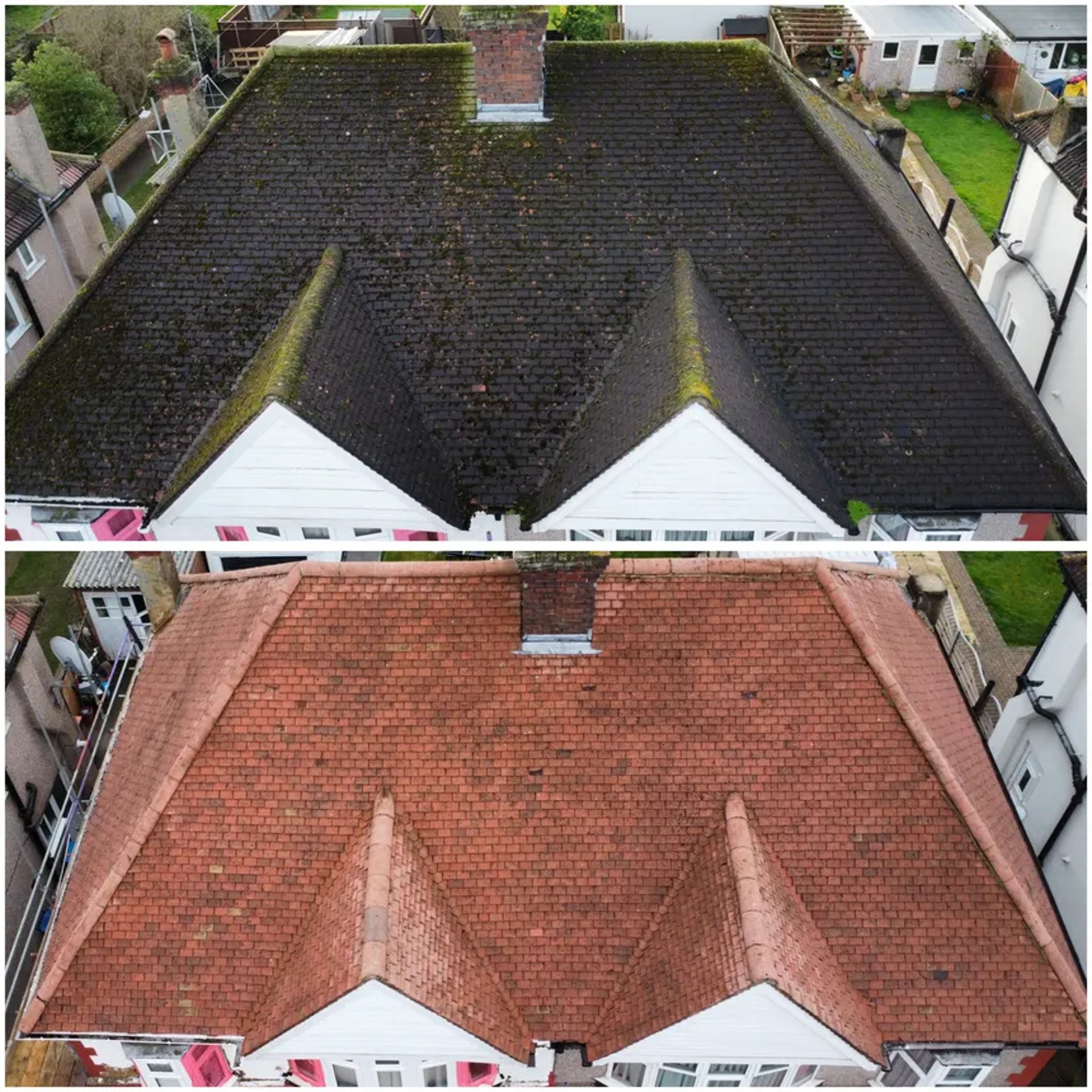 Row of houses with gabled roofs.