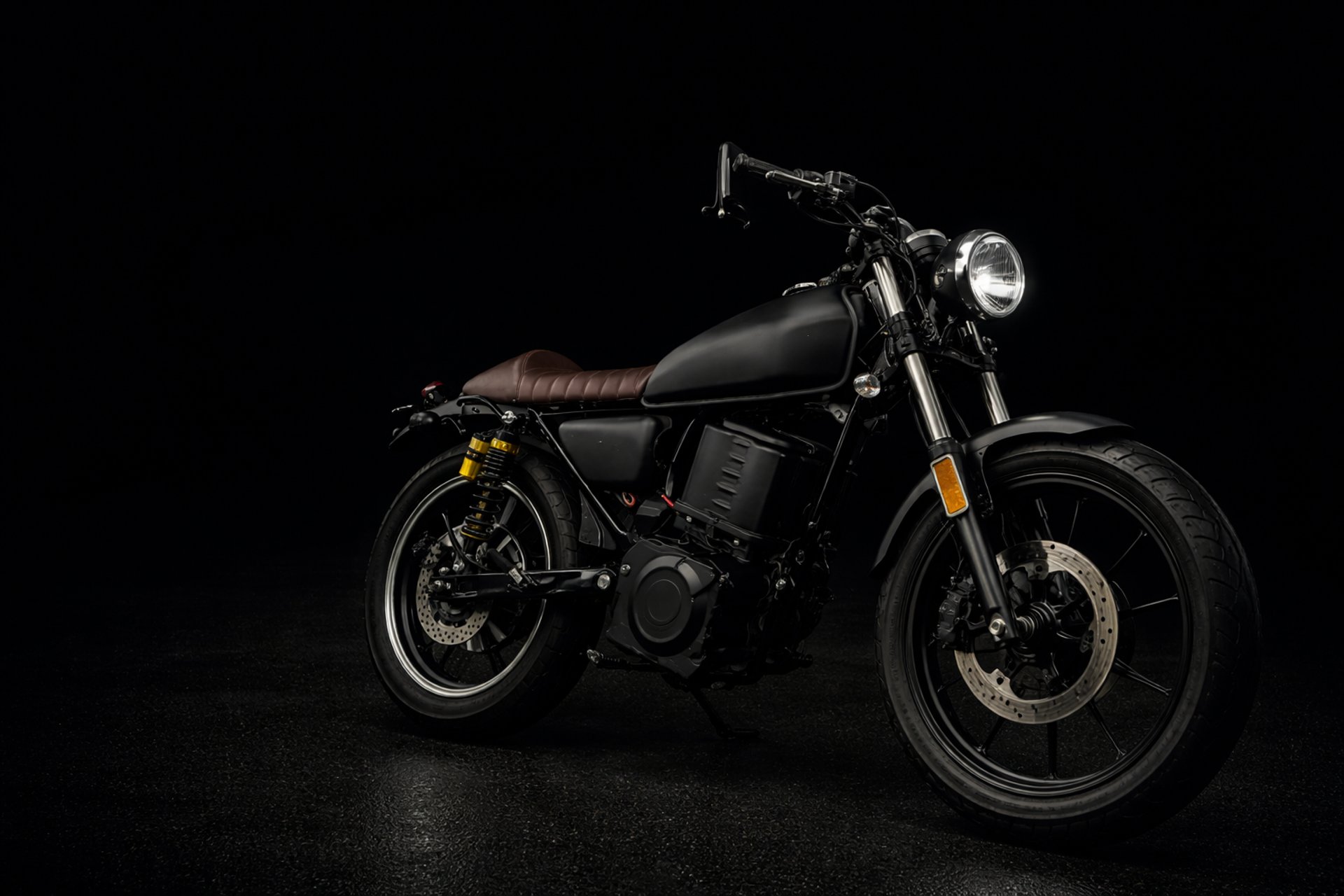 black bone motorcycle on black background