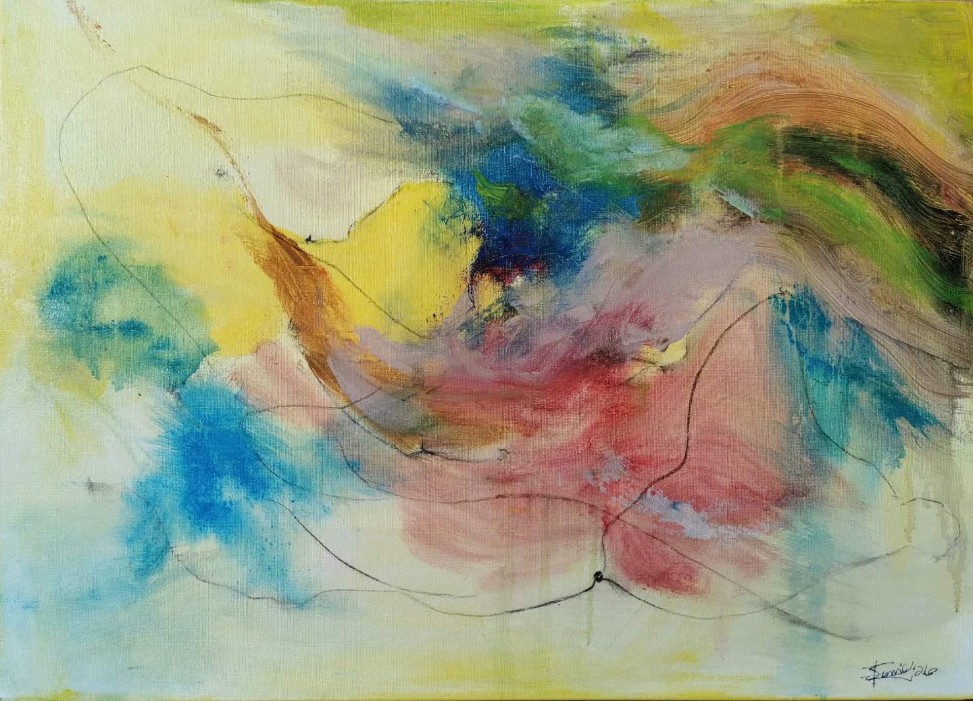 an abstract photo of a curved building with a blue sky in the background