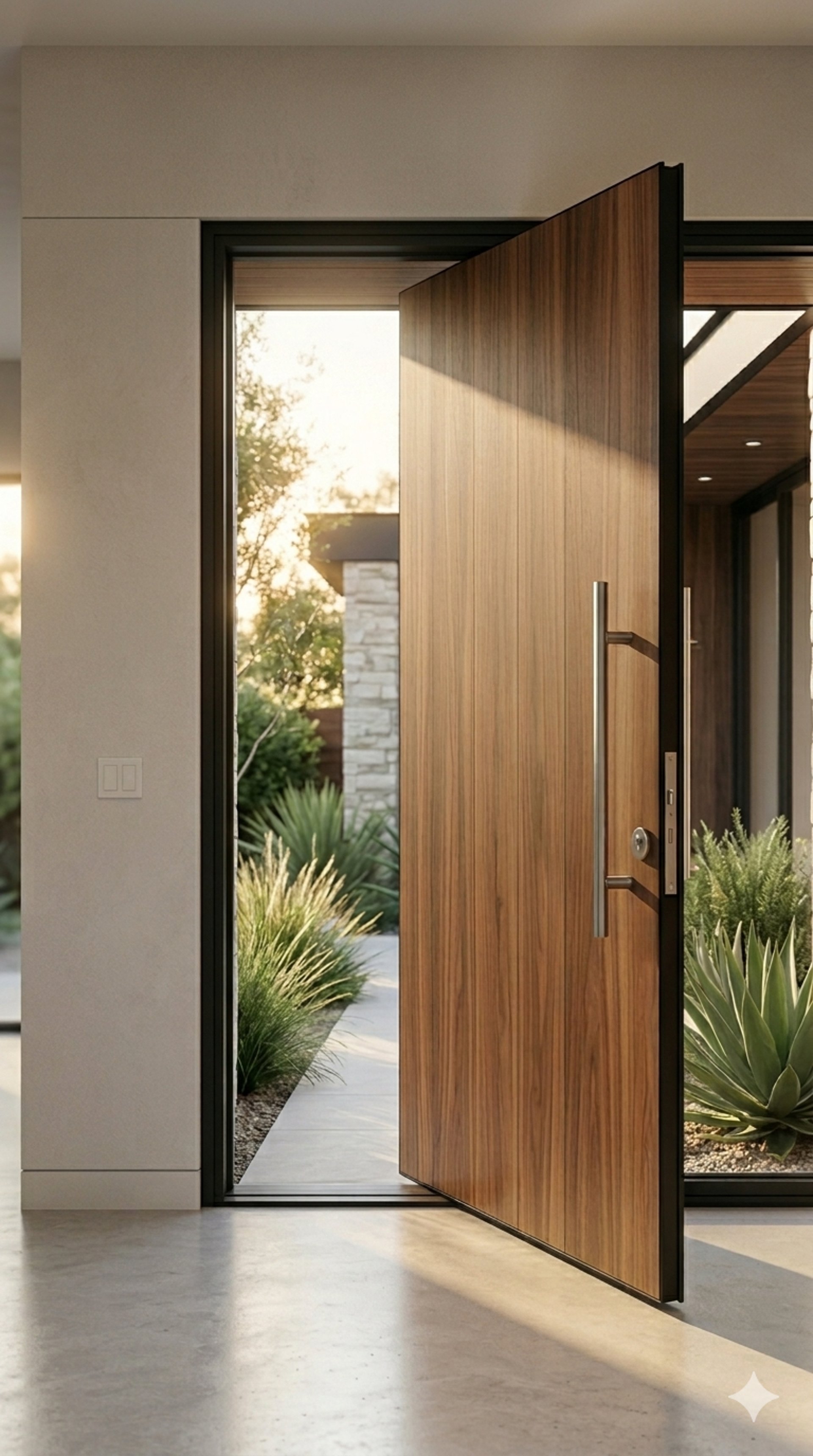 closed white painted door with exit signage