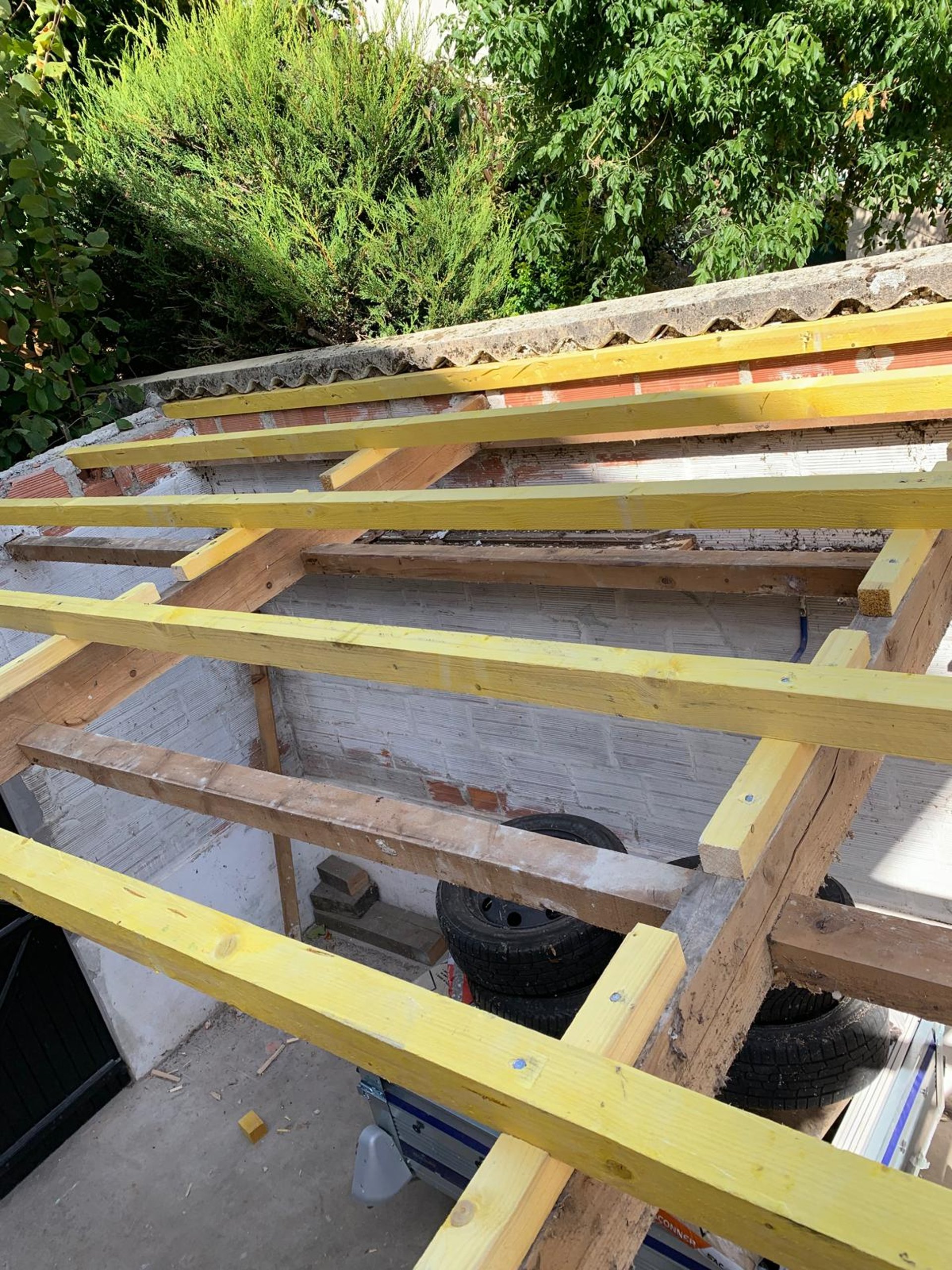 a group of wooden chairs