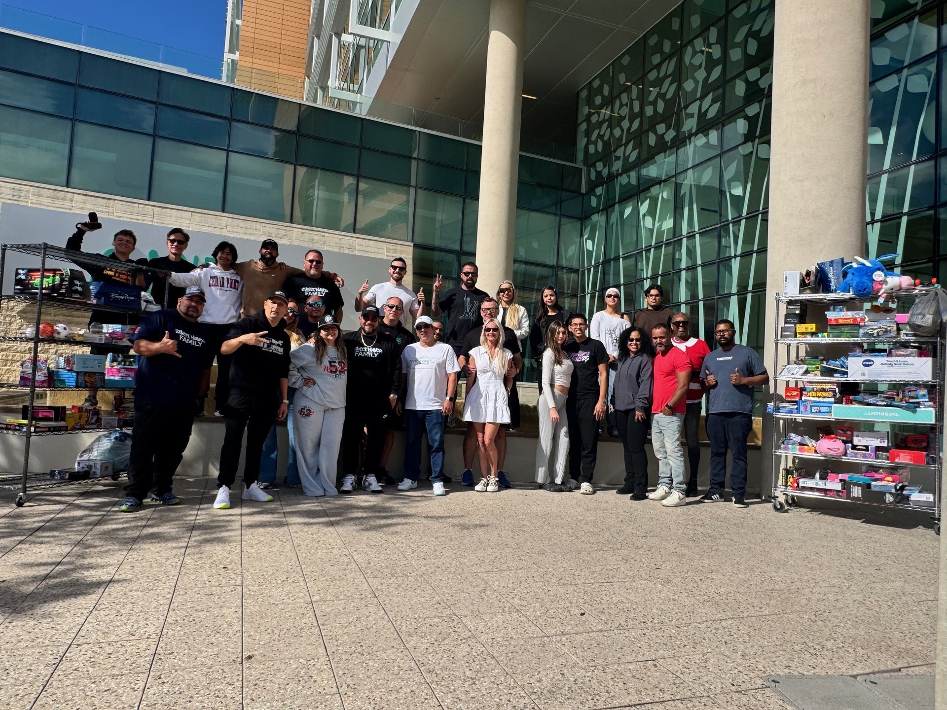 an abstract photo of a curved building with a blue sky in the background