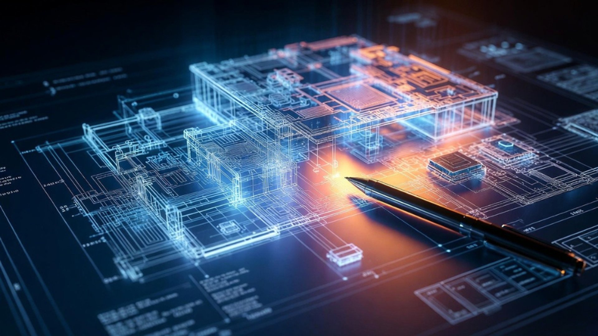 an abstract photo of a curved building with a blue sky in the background