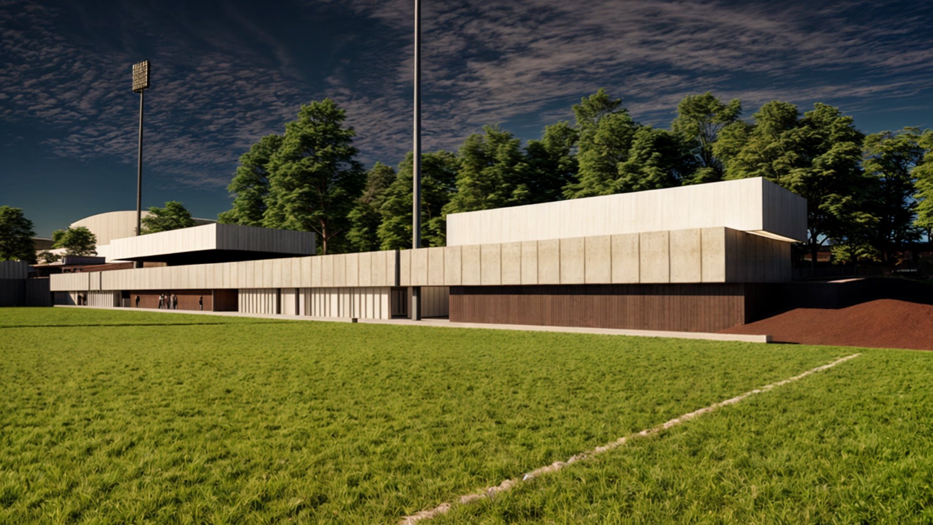 an abstract photo of a curved building with a blue sky in the background