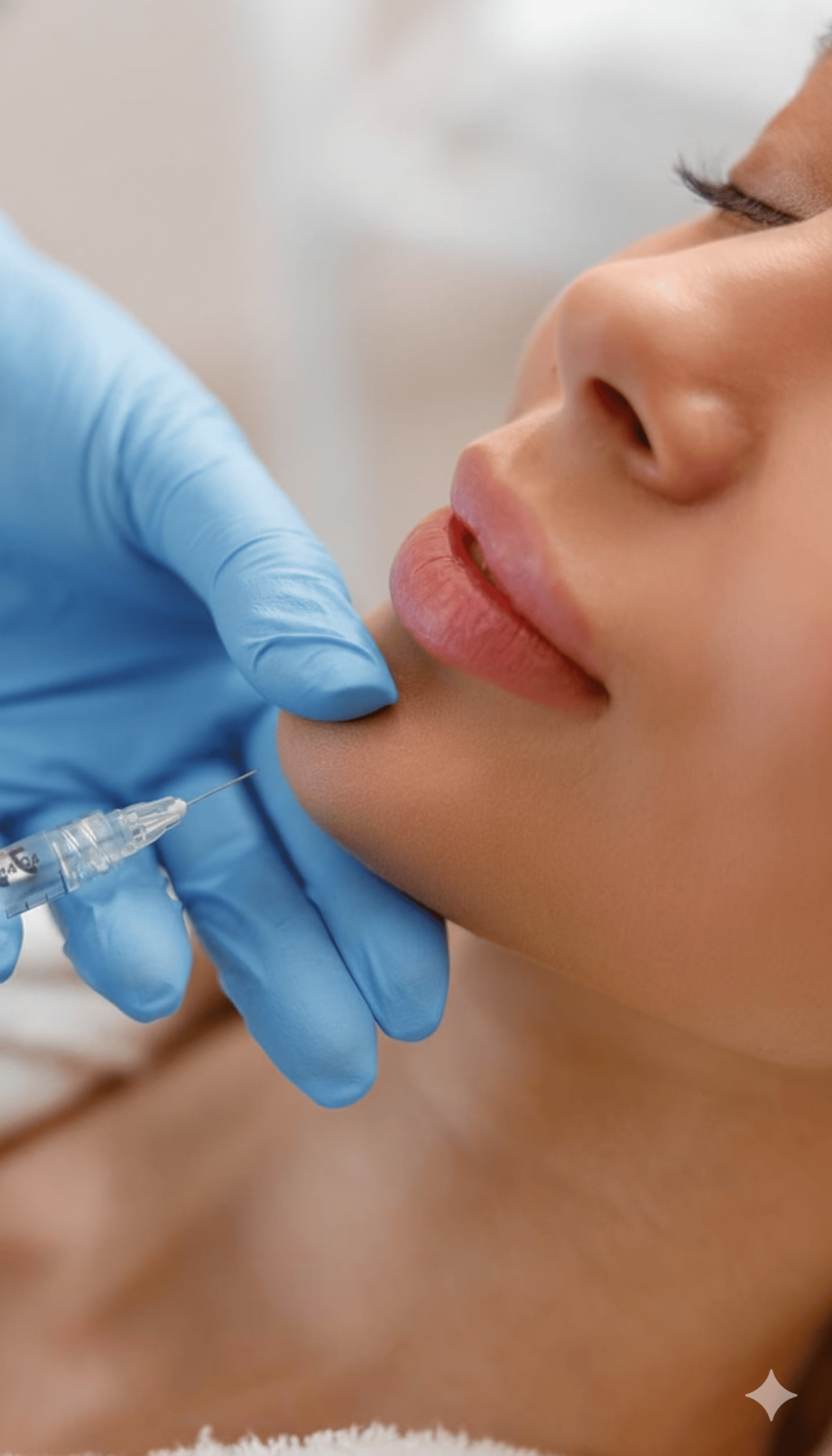 person holding woman nose