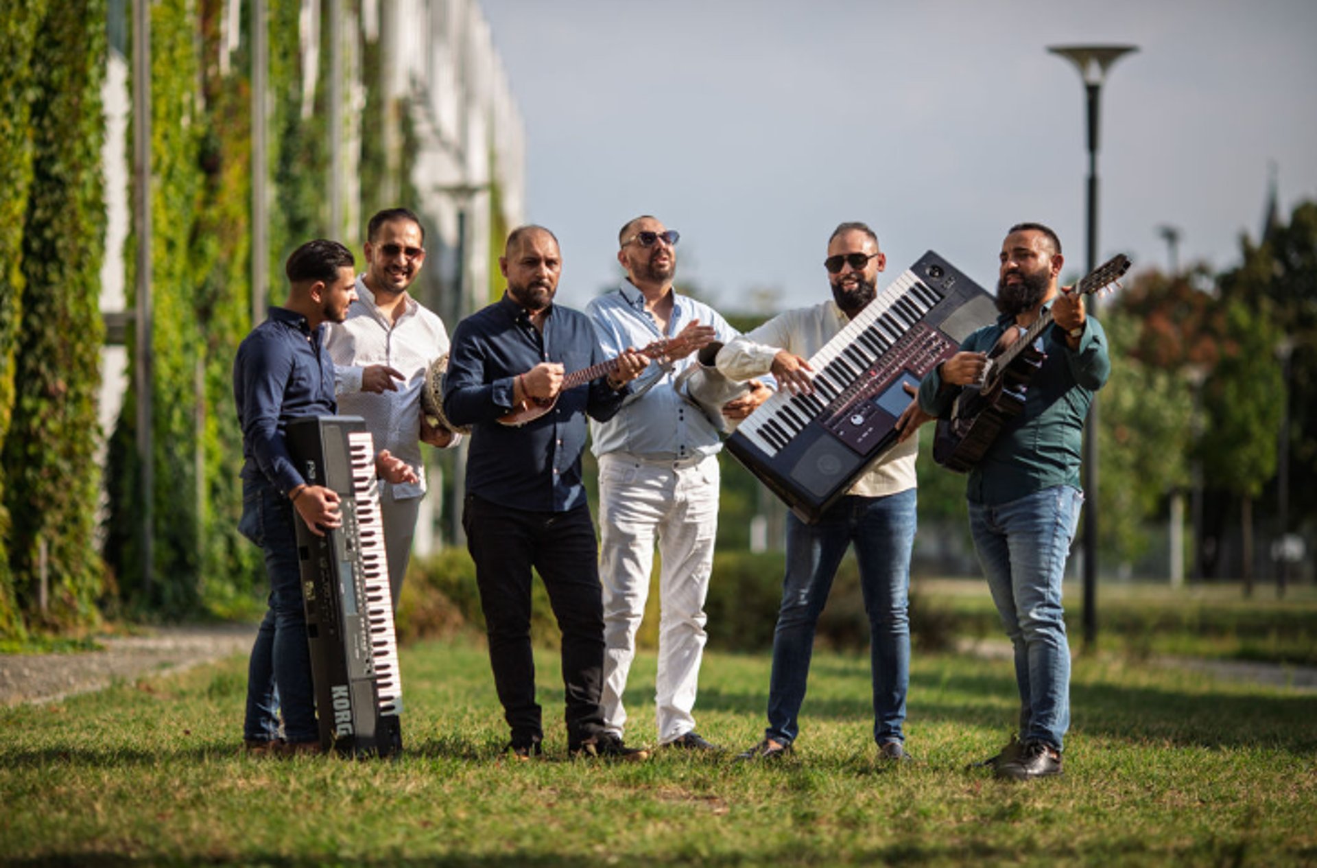 an abstract photo of a curved building with a blue sky in the background