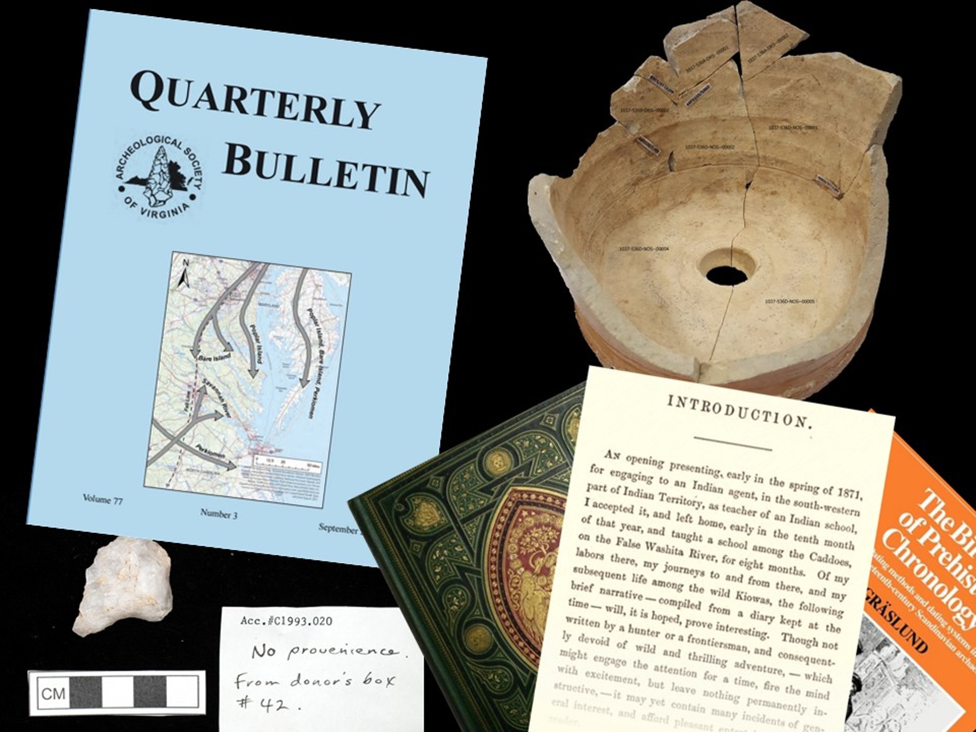 journals books artifacts arrowheads piscataway ceramics