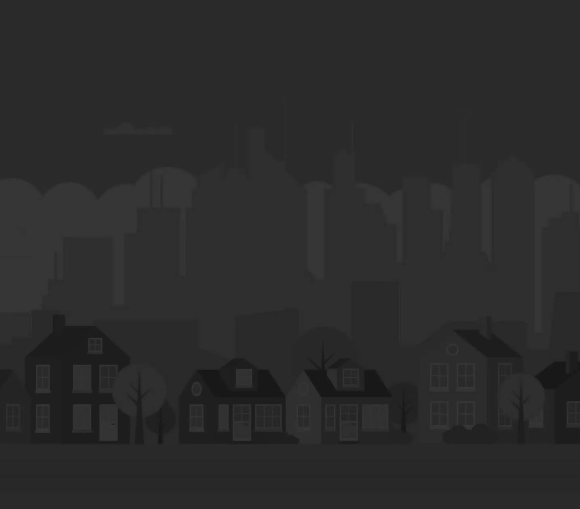 graphic image of a city landscape with homes and skyscrapers