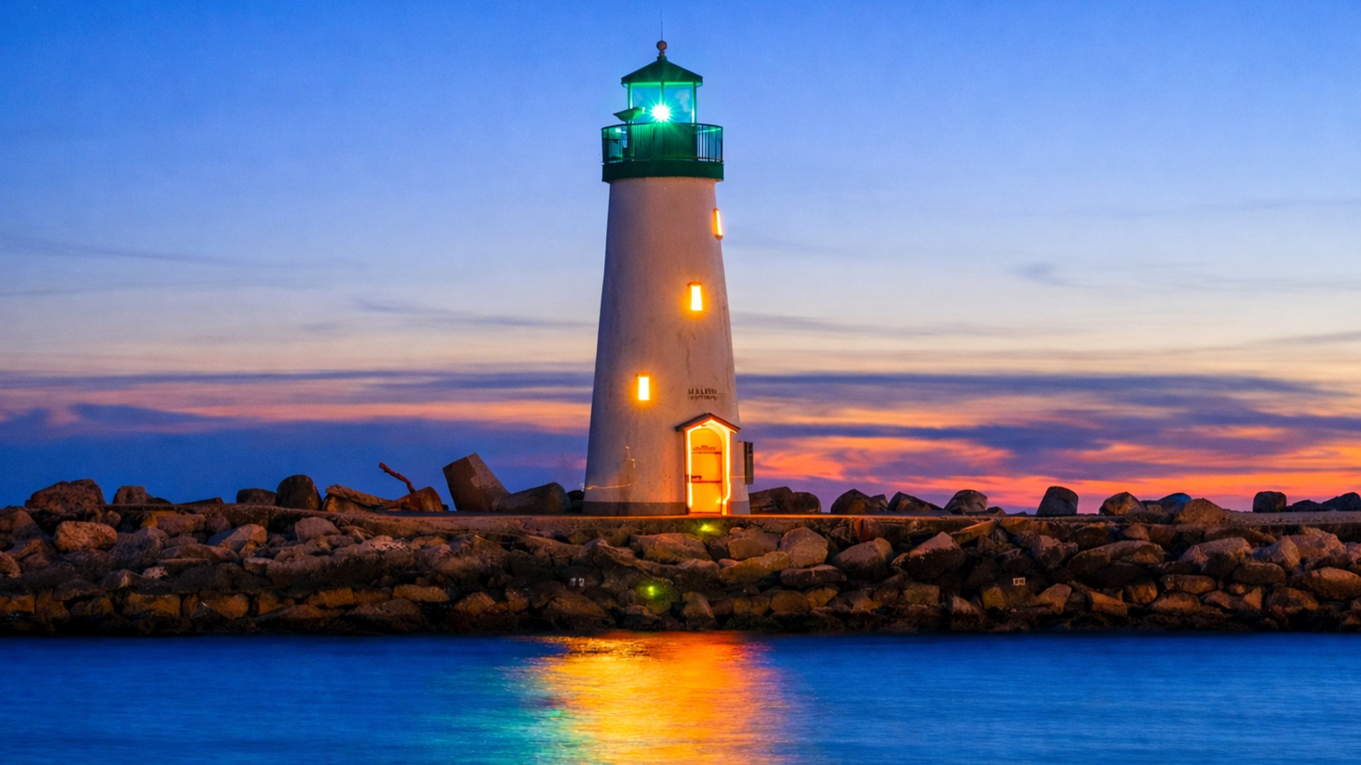 a lighthouse on a rocky shore
