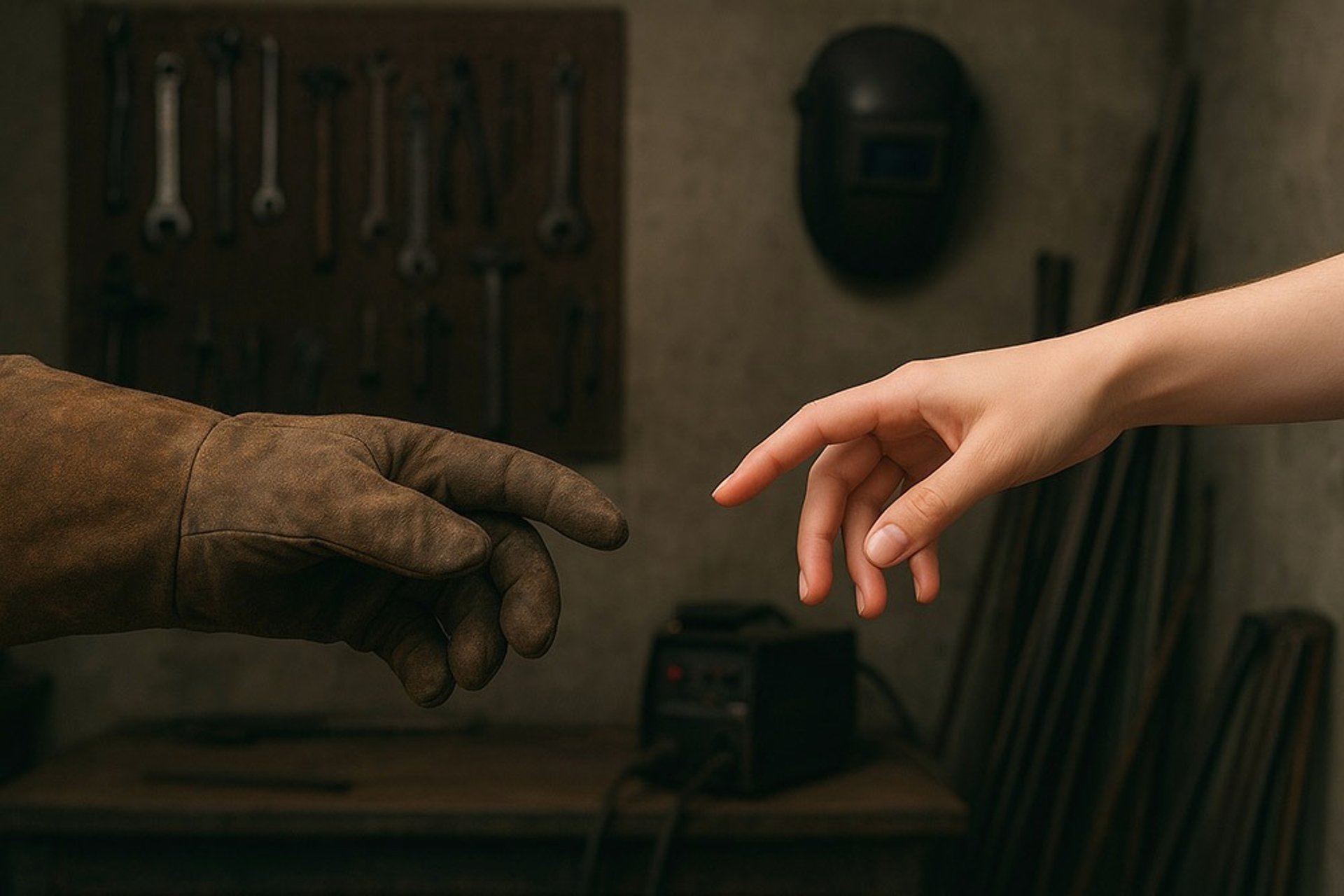 two human hands painting