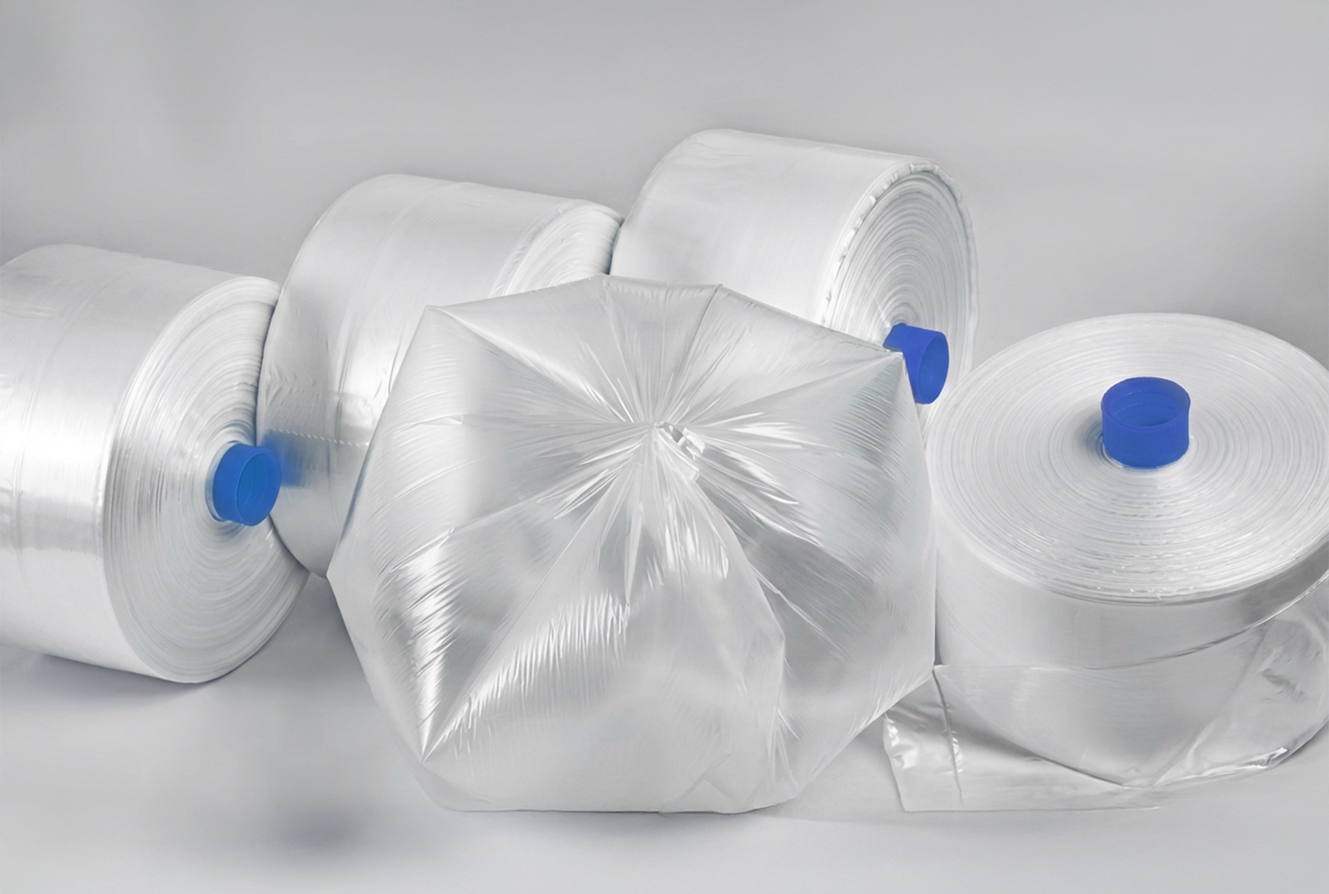 an abstract photo of a curved building with a blue sky in the background