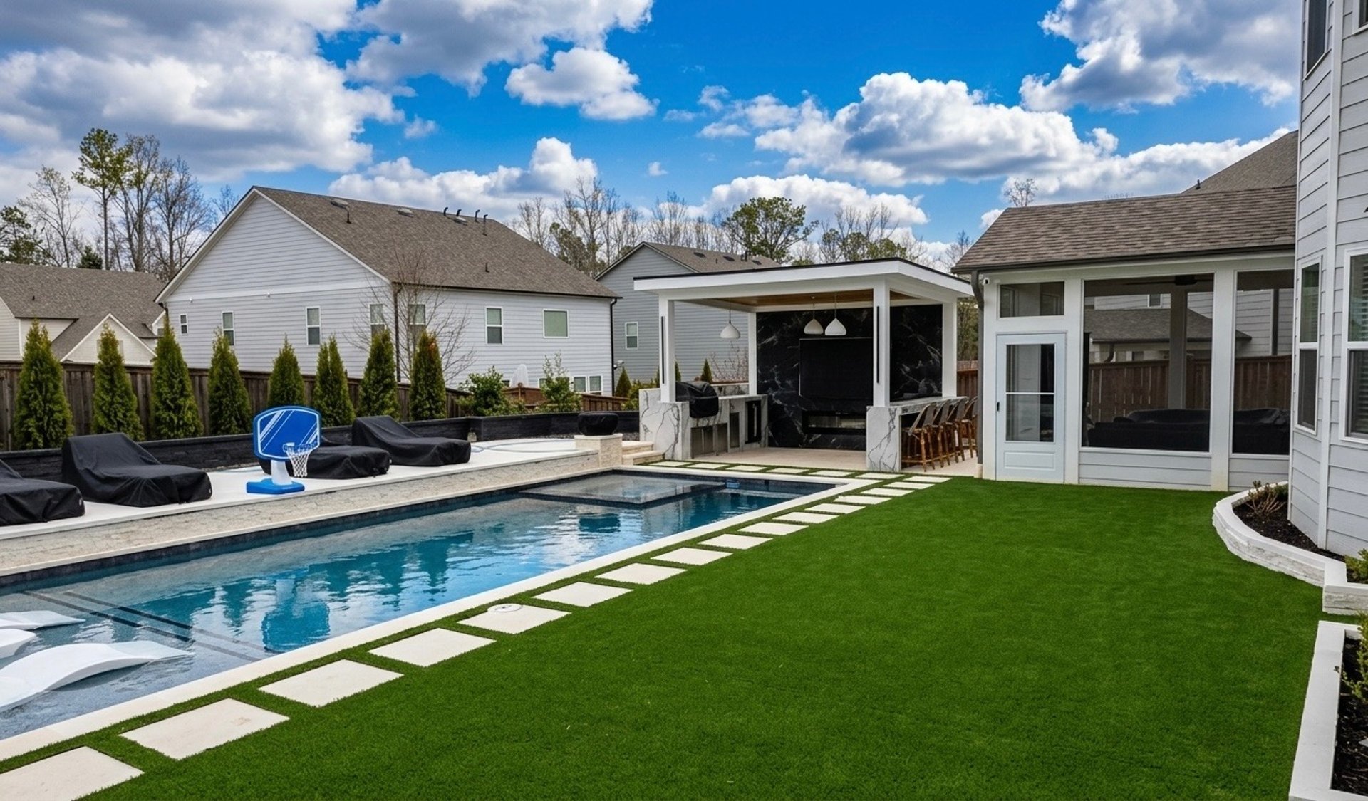 white and brown concrete building near green grass field during daytime