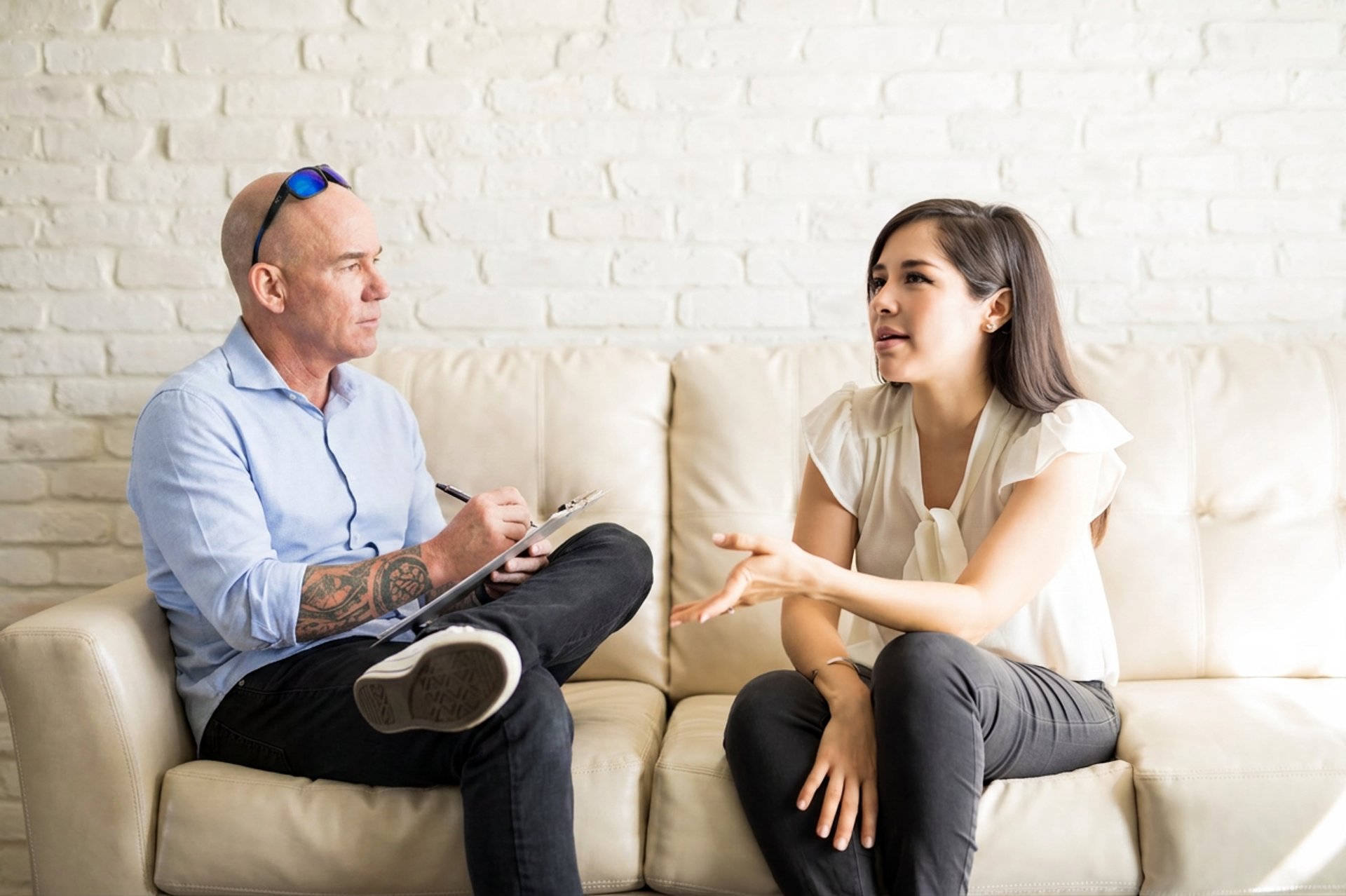 Carl H Gregory is pictured with his client during an individual therapy session.
