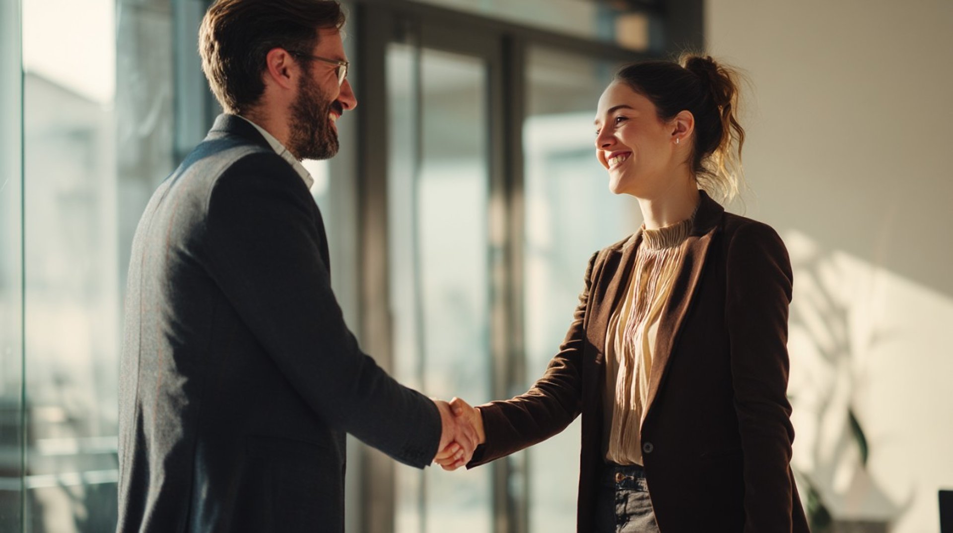 Three business people in a meeting