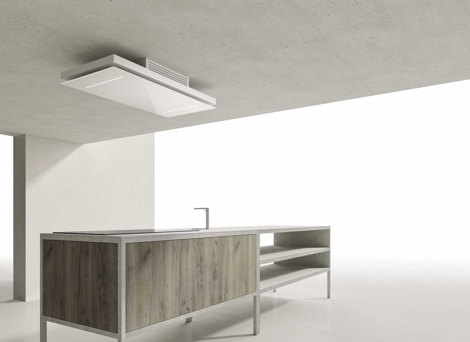 an abstract photo of a curved building with a blue sky in the background