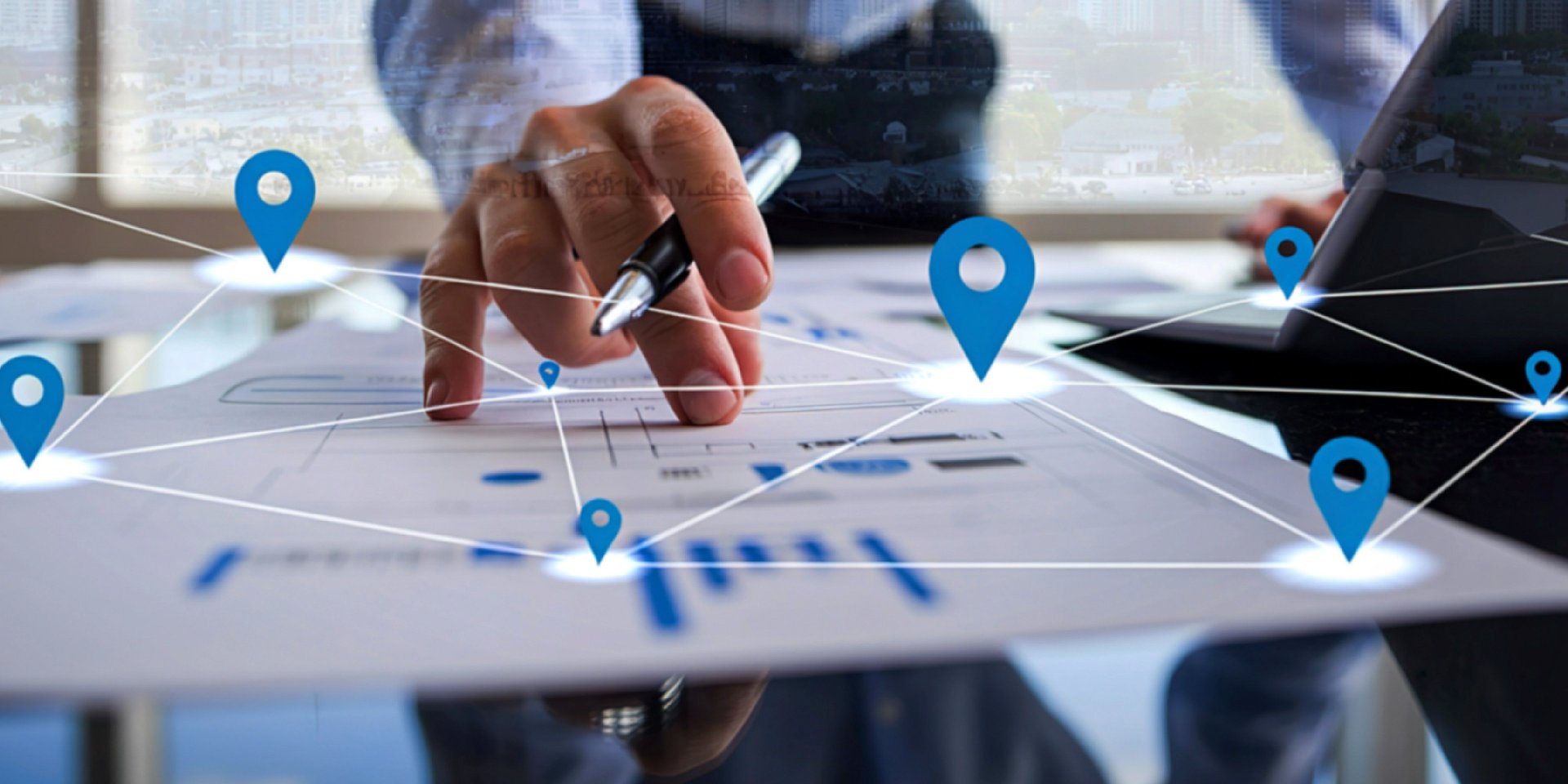 an abstract photo of a curved building with a blue sky in the background