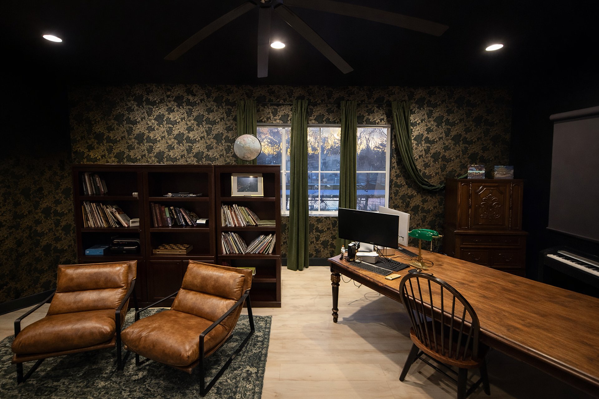 blue and white floral textile