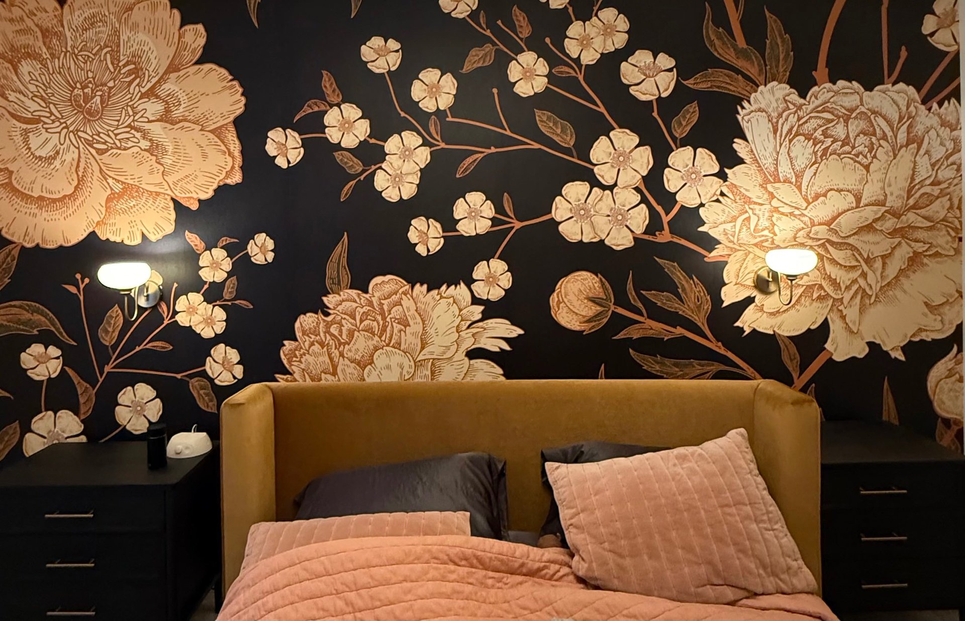 white and black damask textile