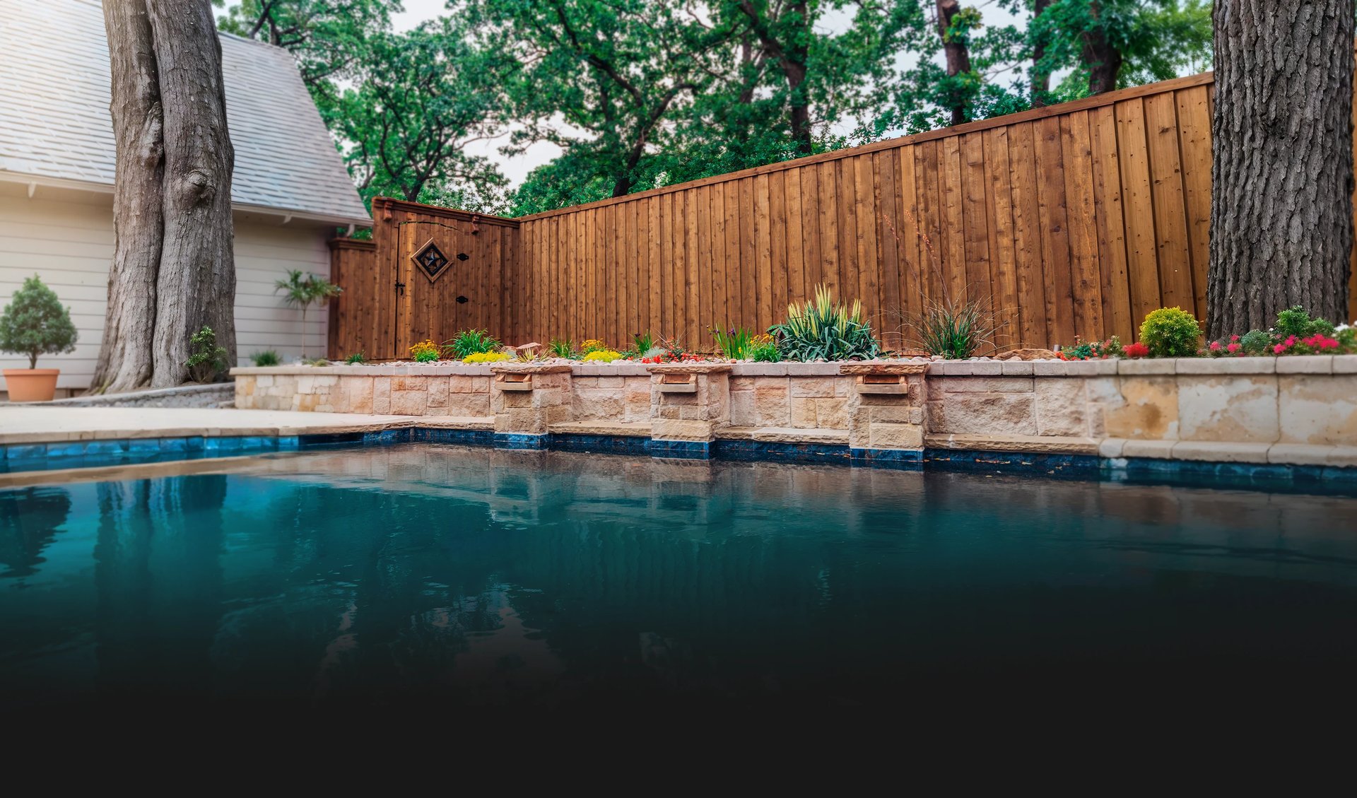 Backyard premium fence with plans fresh installed