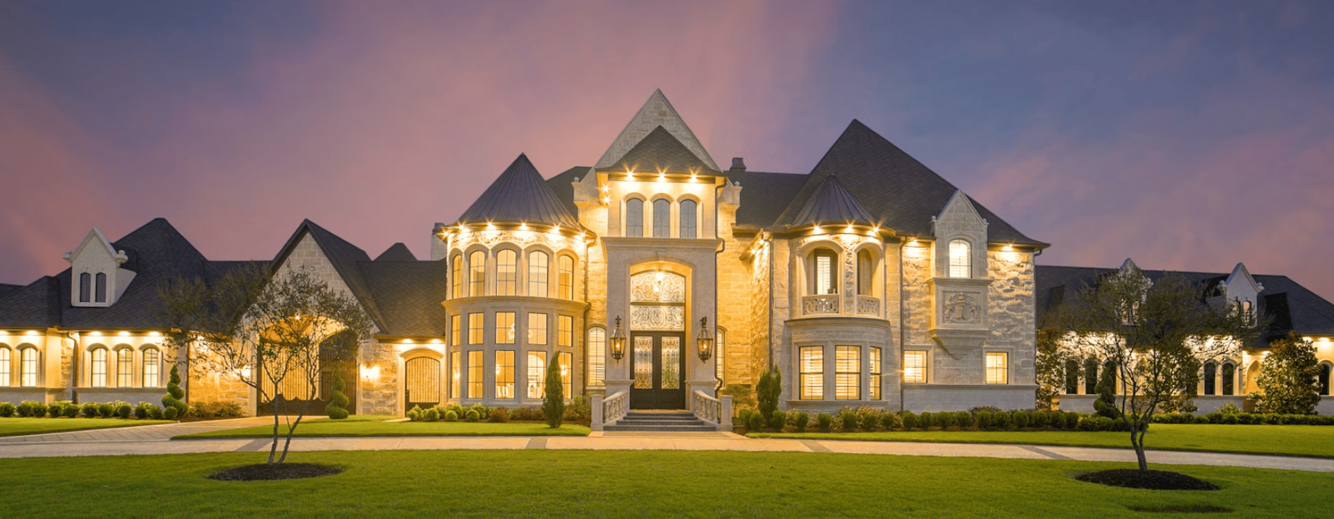 white and black lighted concrete house