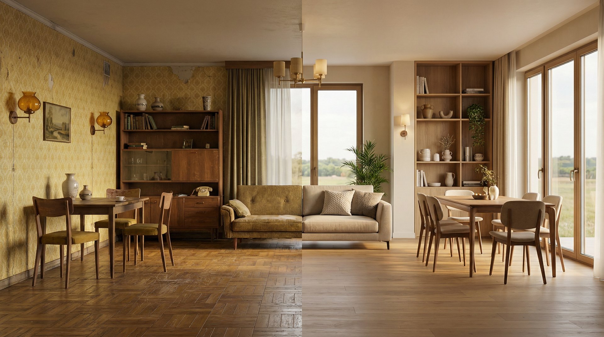 dining table set placed beside glass window