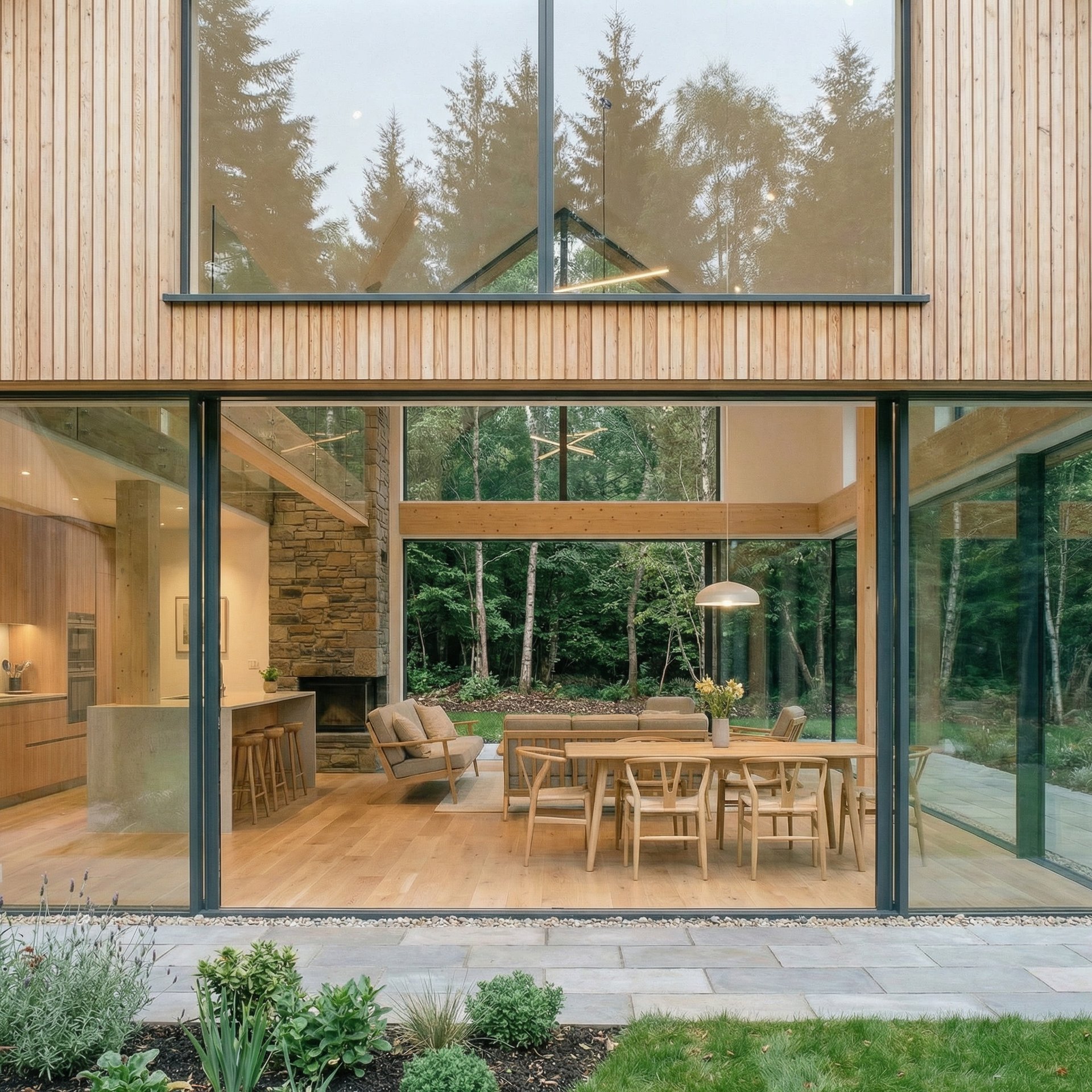 A house sitting on top of a lush green hillside