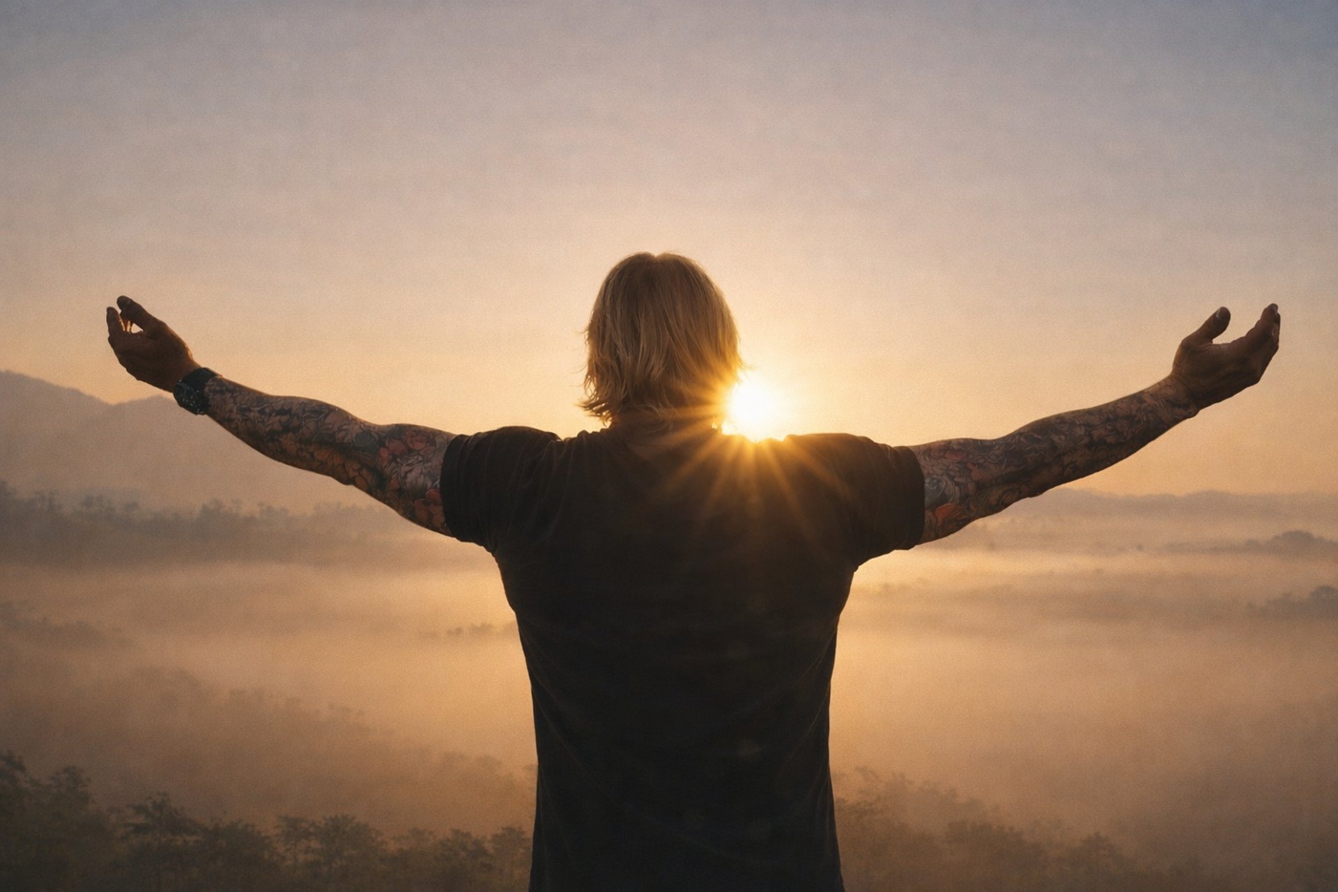 silhouette photo of man on cliff during sunset