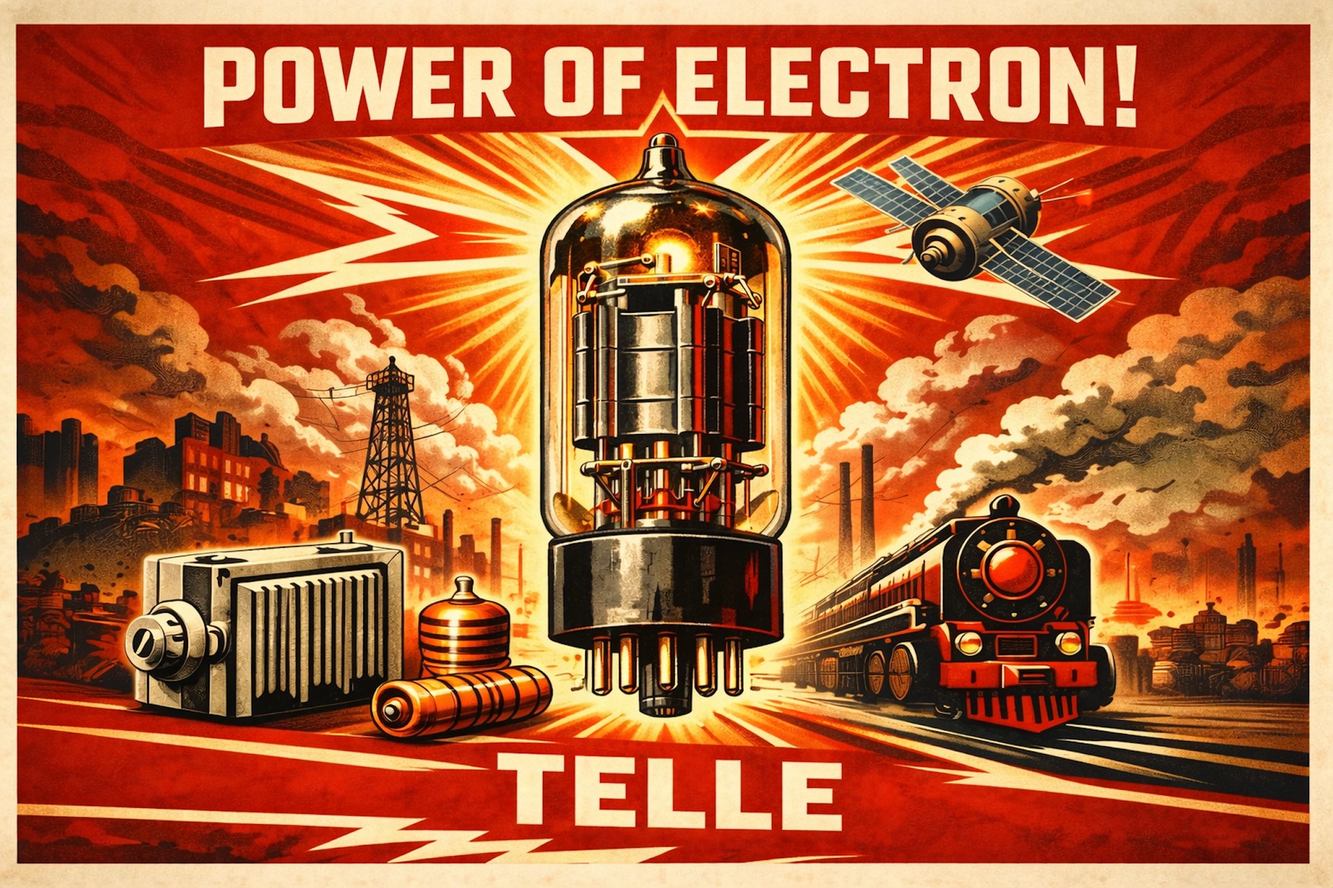 Telle vacuum tube detective propaganda poster science fiction