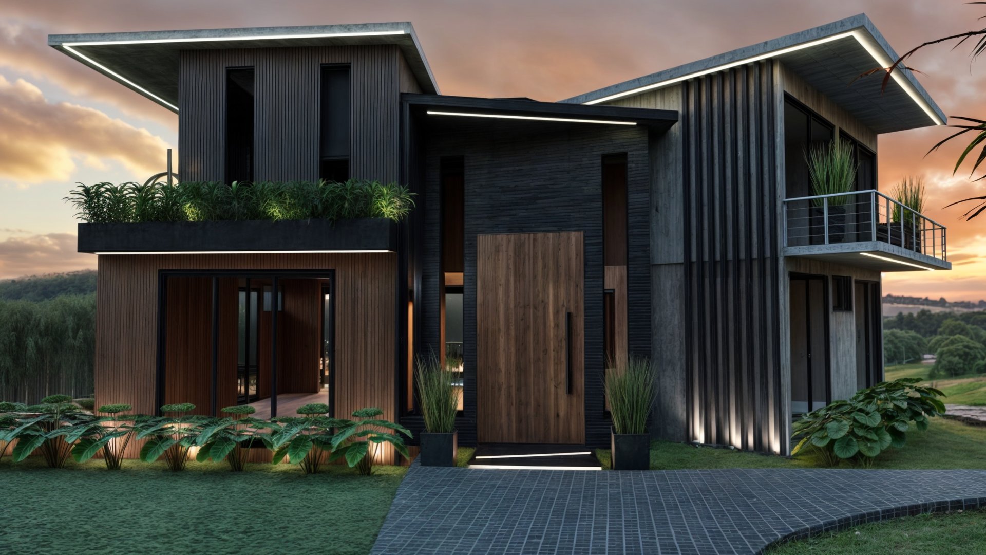 a drawing of a building with a red roof