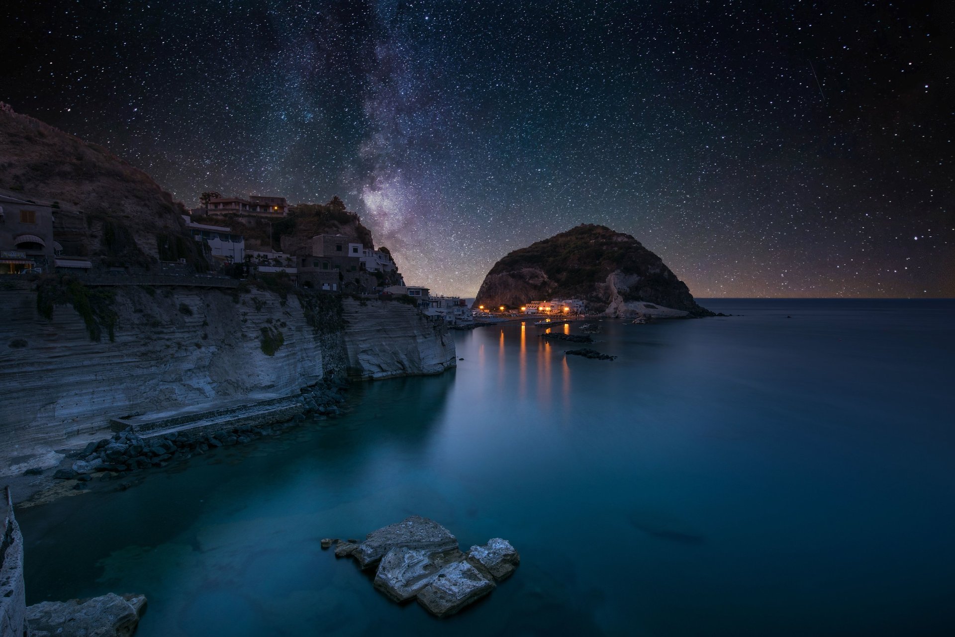 brown concrete building under starry night