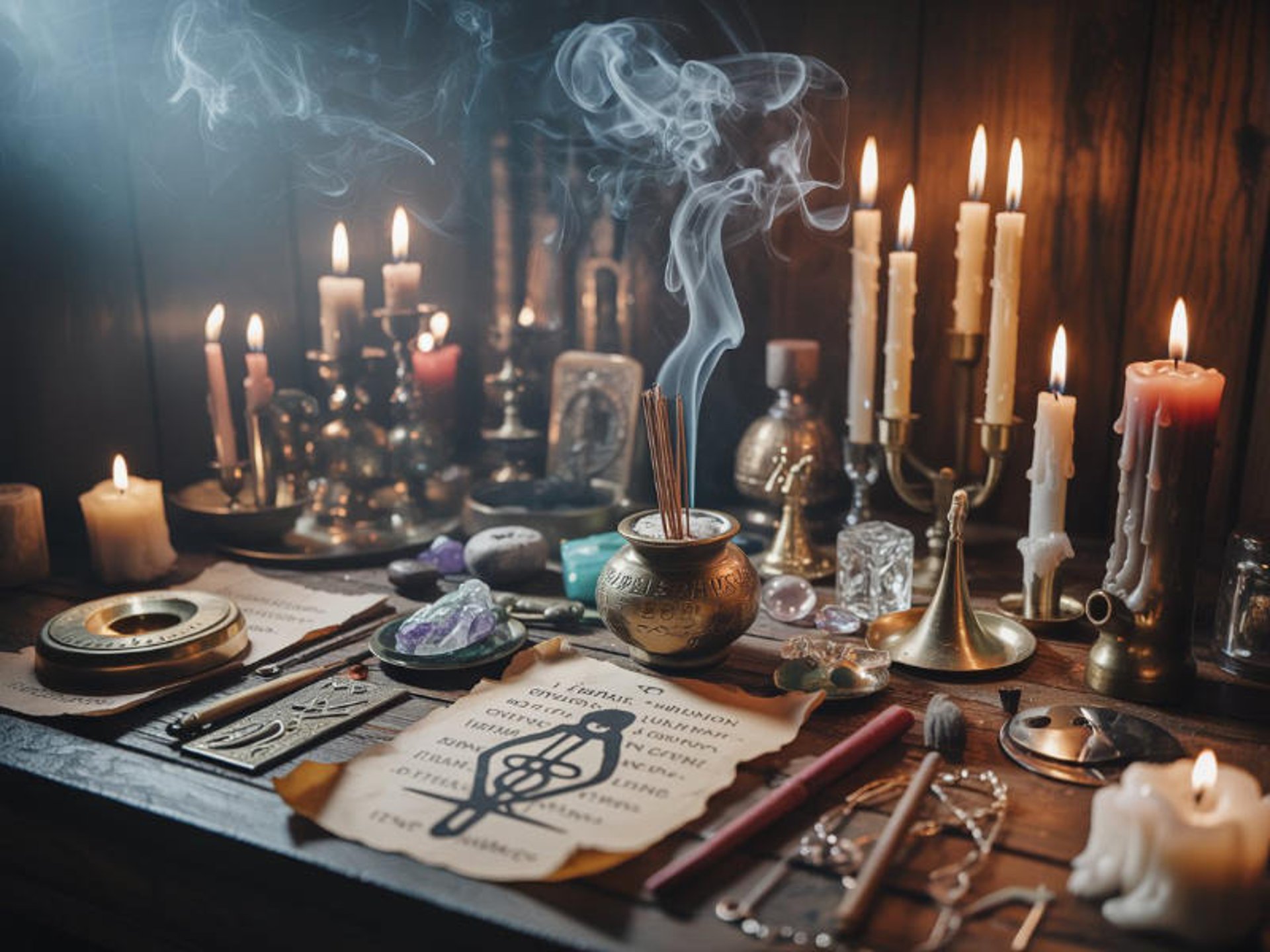 a close up of a dream catcher hanging from a tree