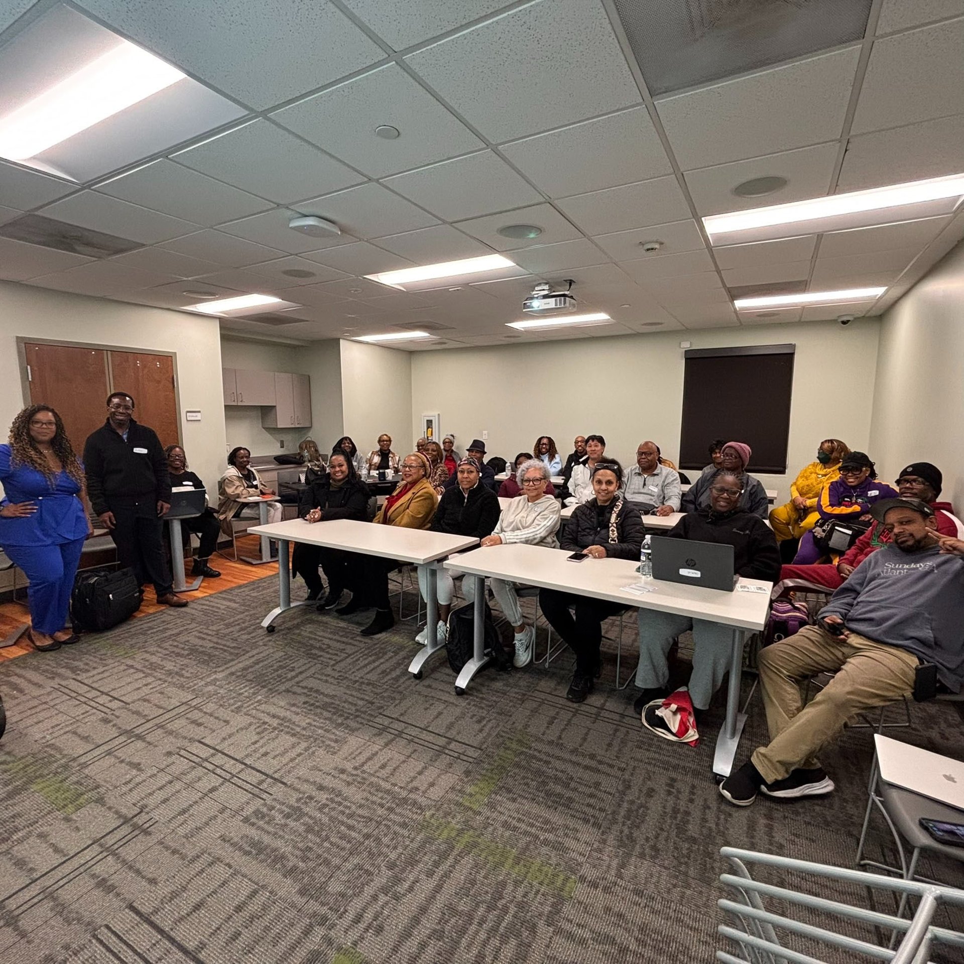 An aerial view of a city with tall buildings