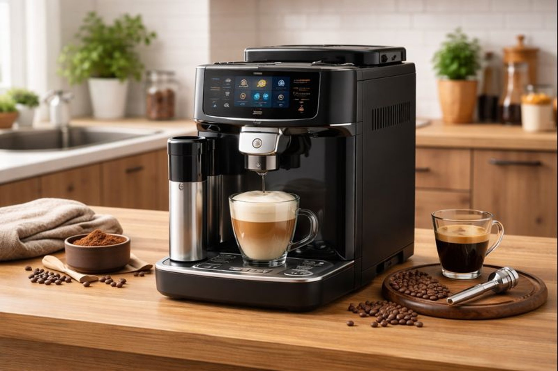 black coffee maker with coffee