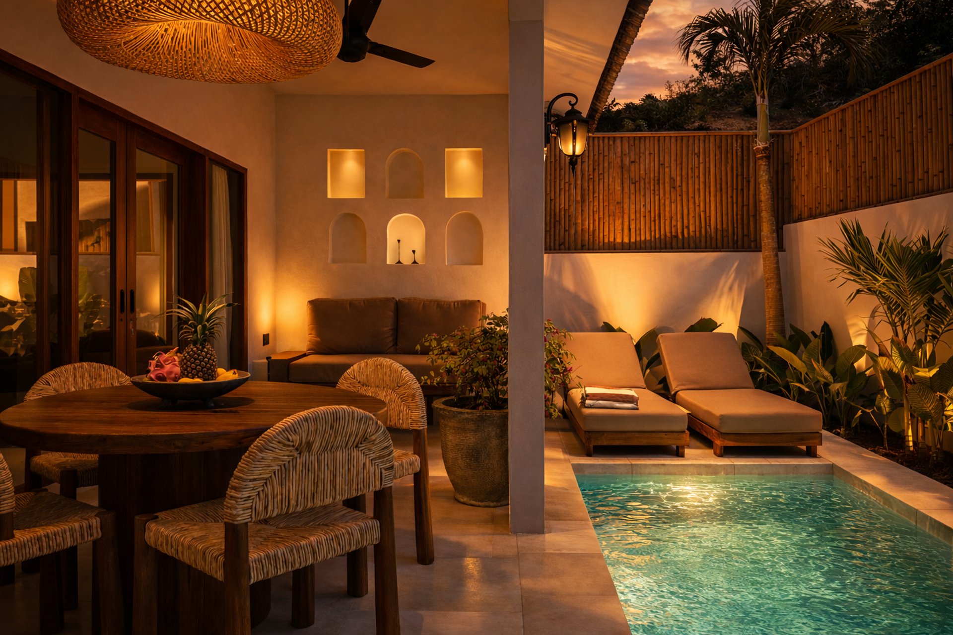 an abstract photo of a curved building with a blue sky in the background