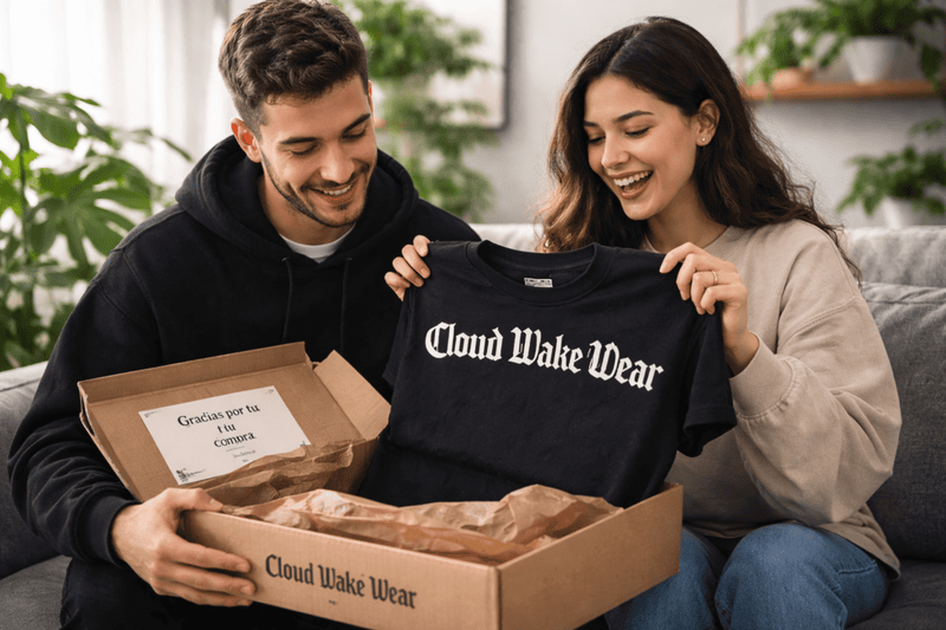 Clientes recibiendo su compra de la marca Cloud Wake Wear