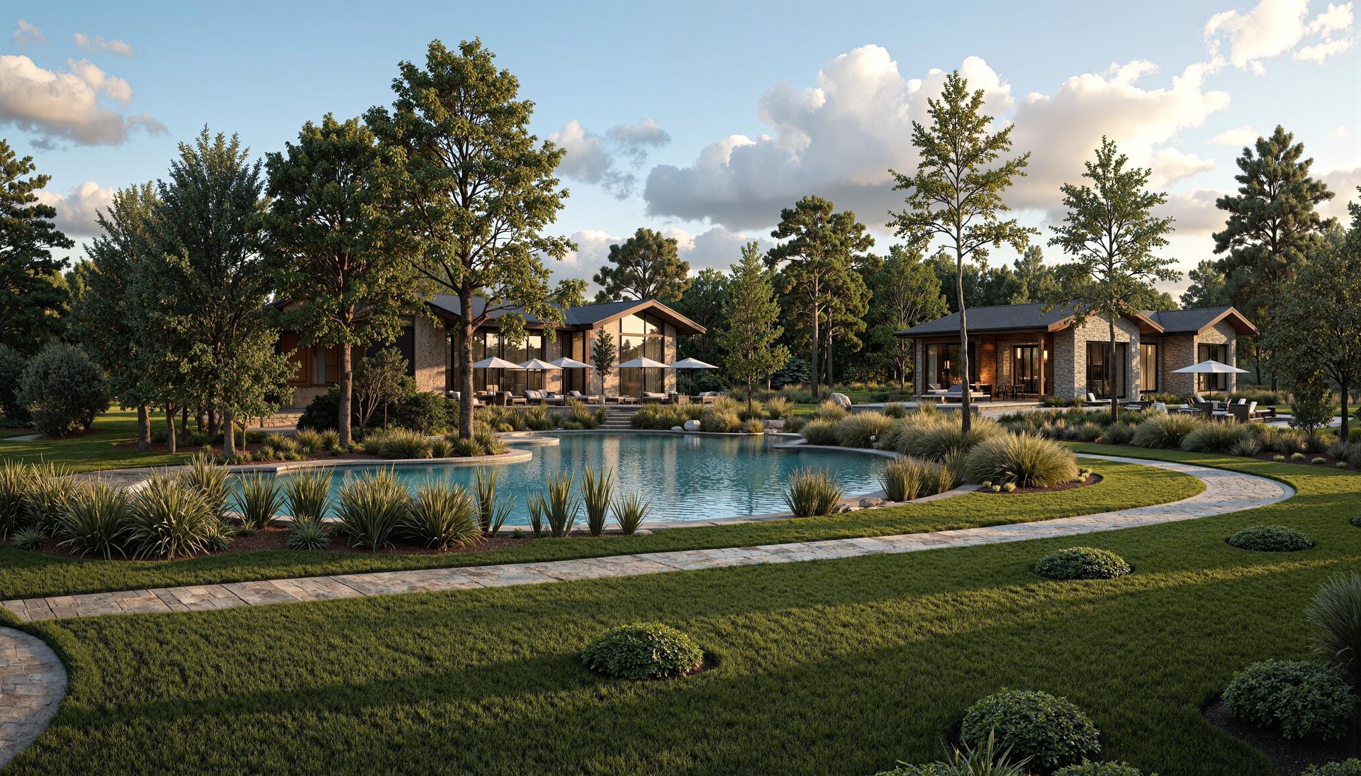 green trees in glass building