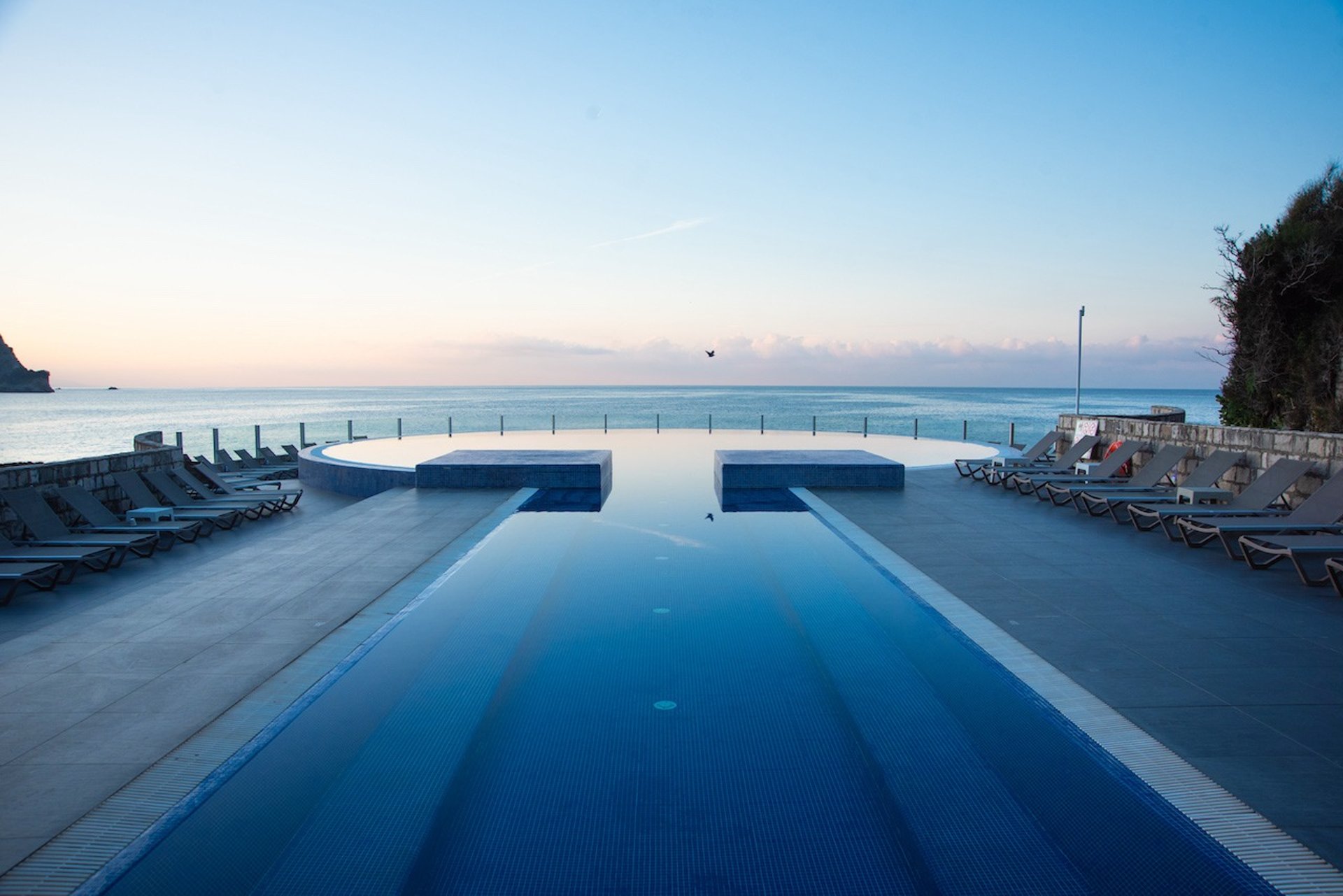 green trees in glass building
