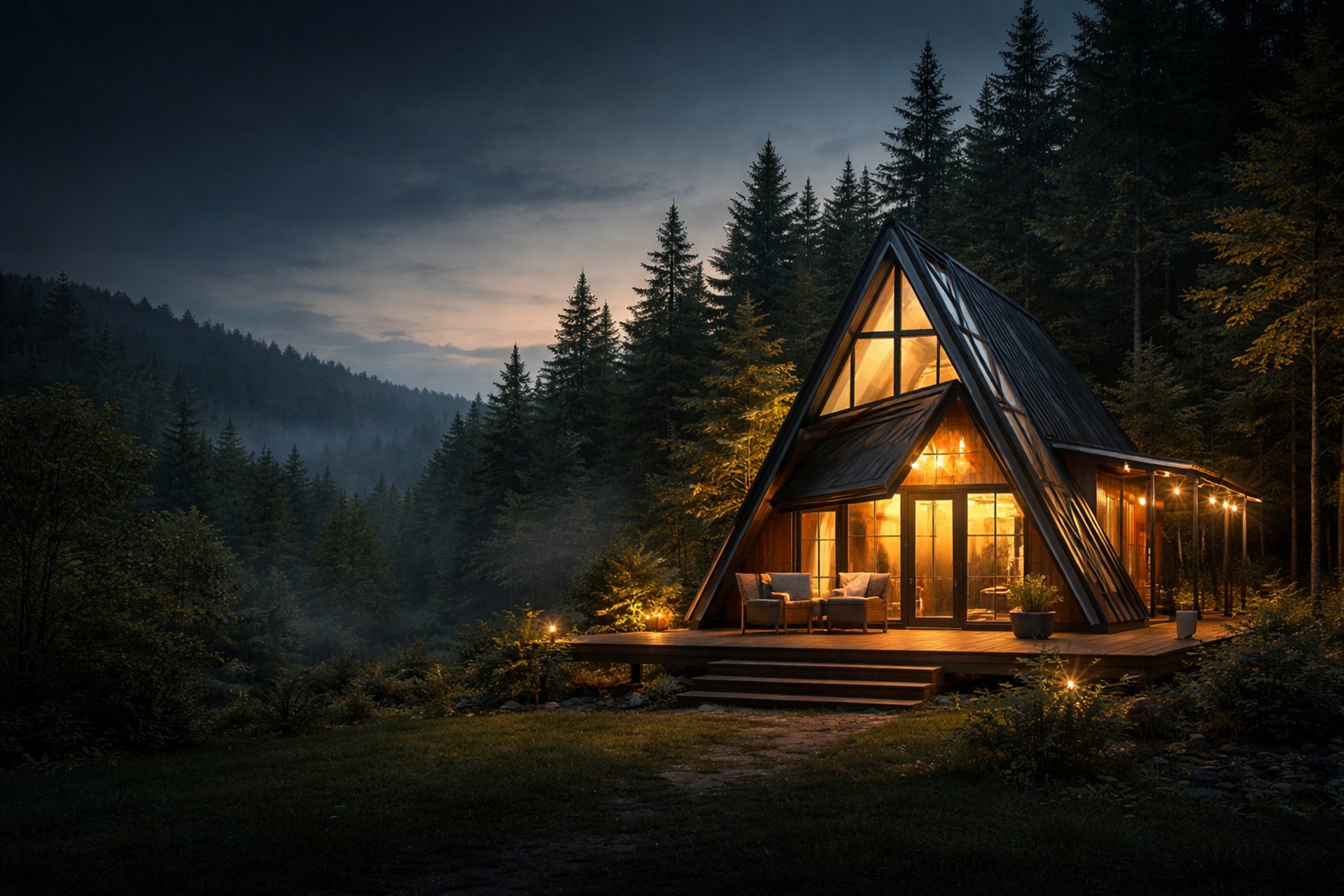 brown and grey wooden cabin surrounded by trees