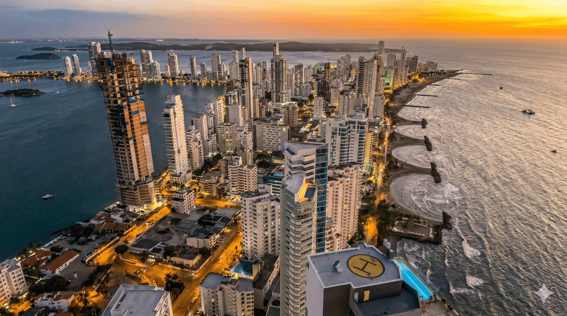an abstract photo of a curved building with a blue sky in the background