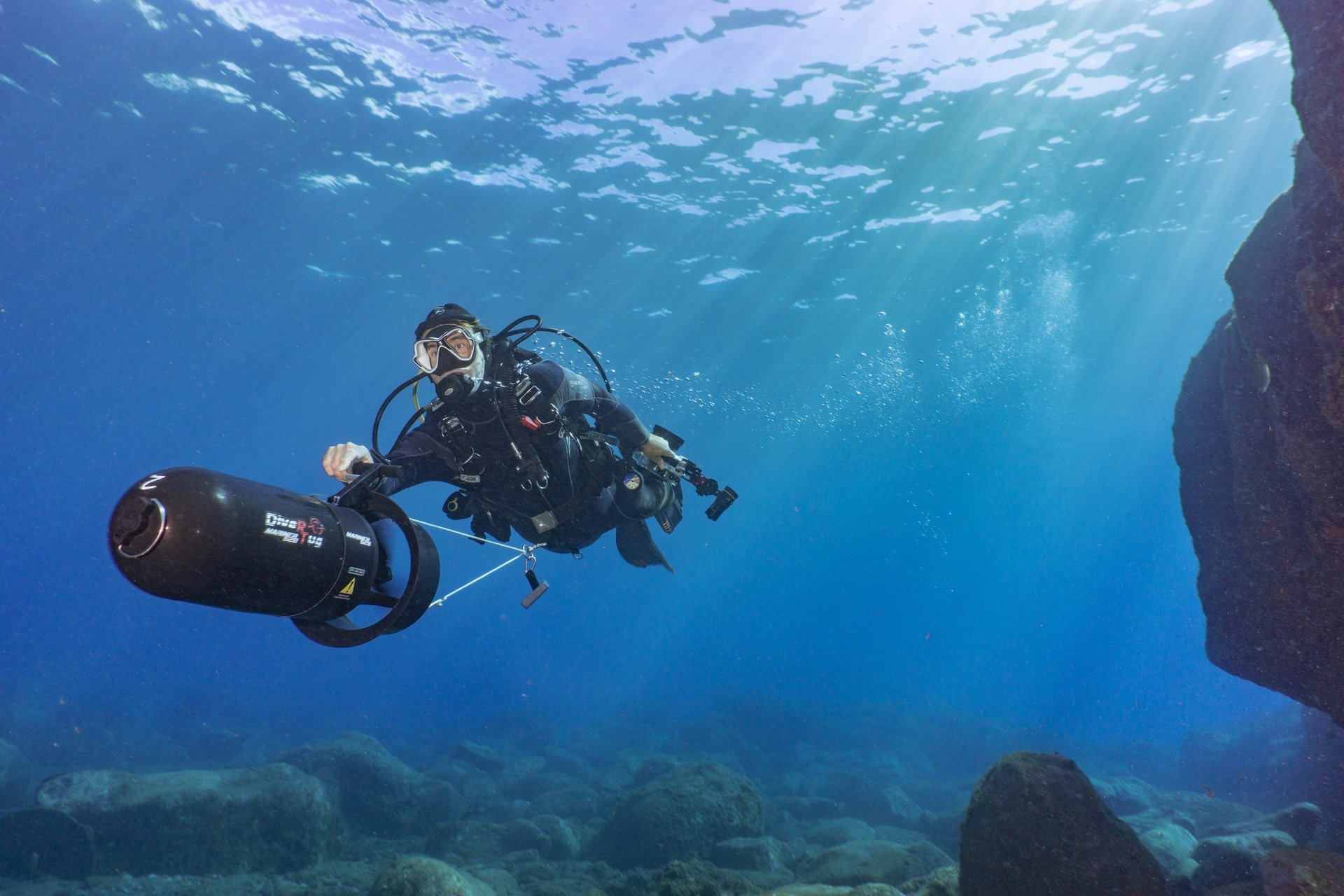 cruising in style with underwater scooter
