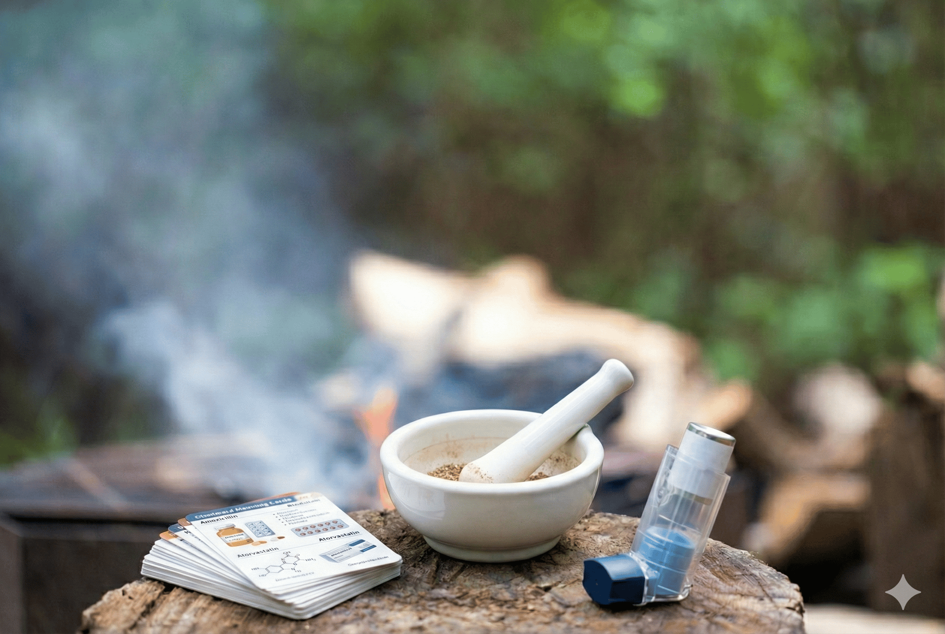2 green ceramic mugs on brown wooden log