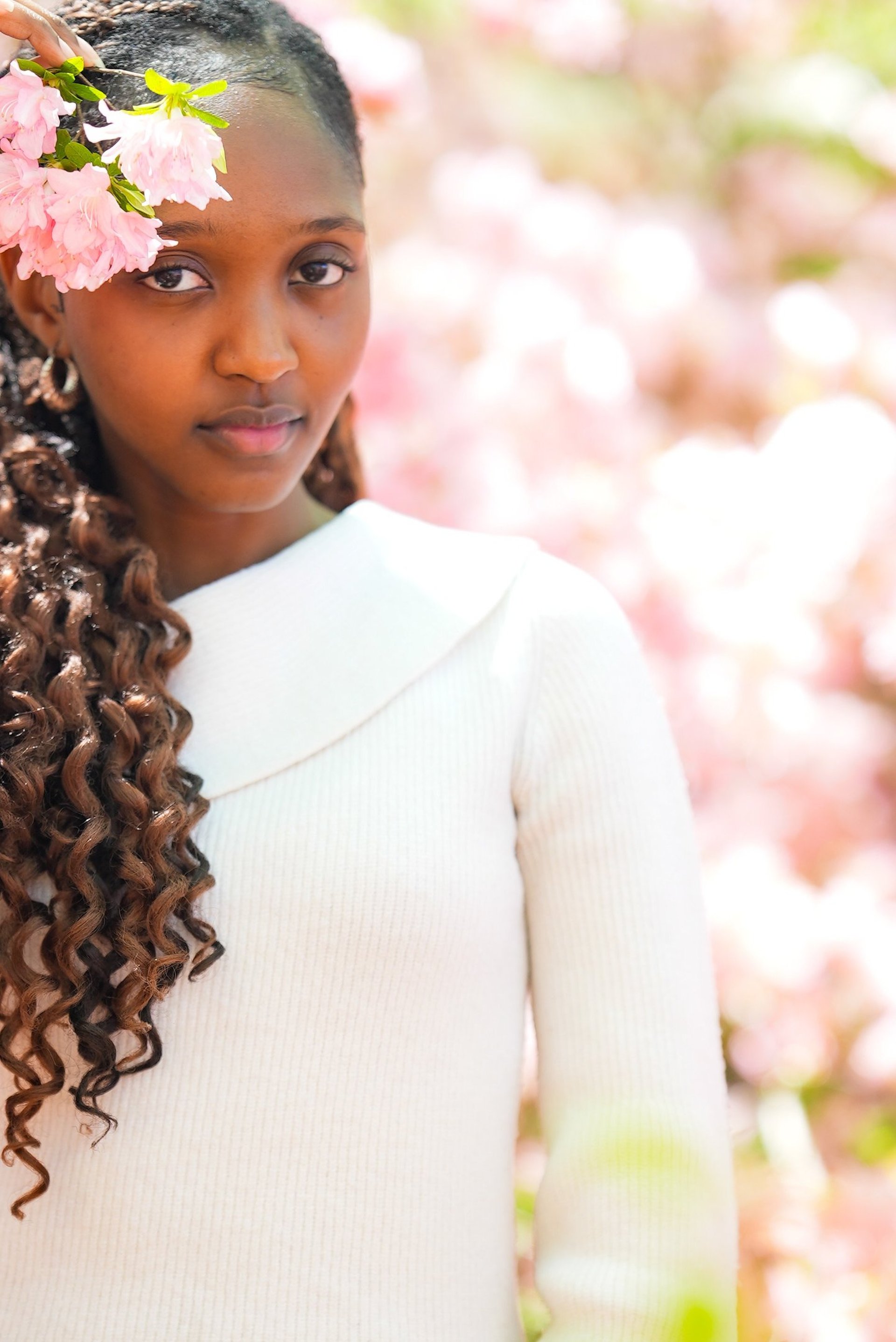 an abstract photo of a curved building with a blue sky in the background
