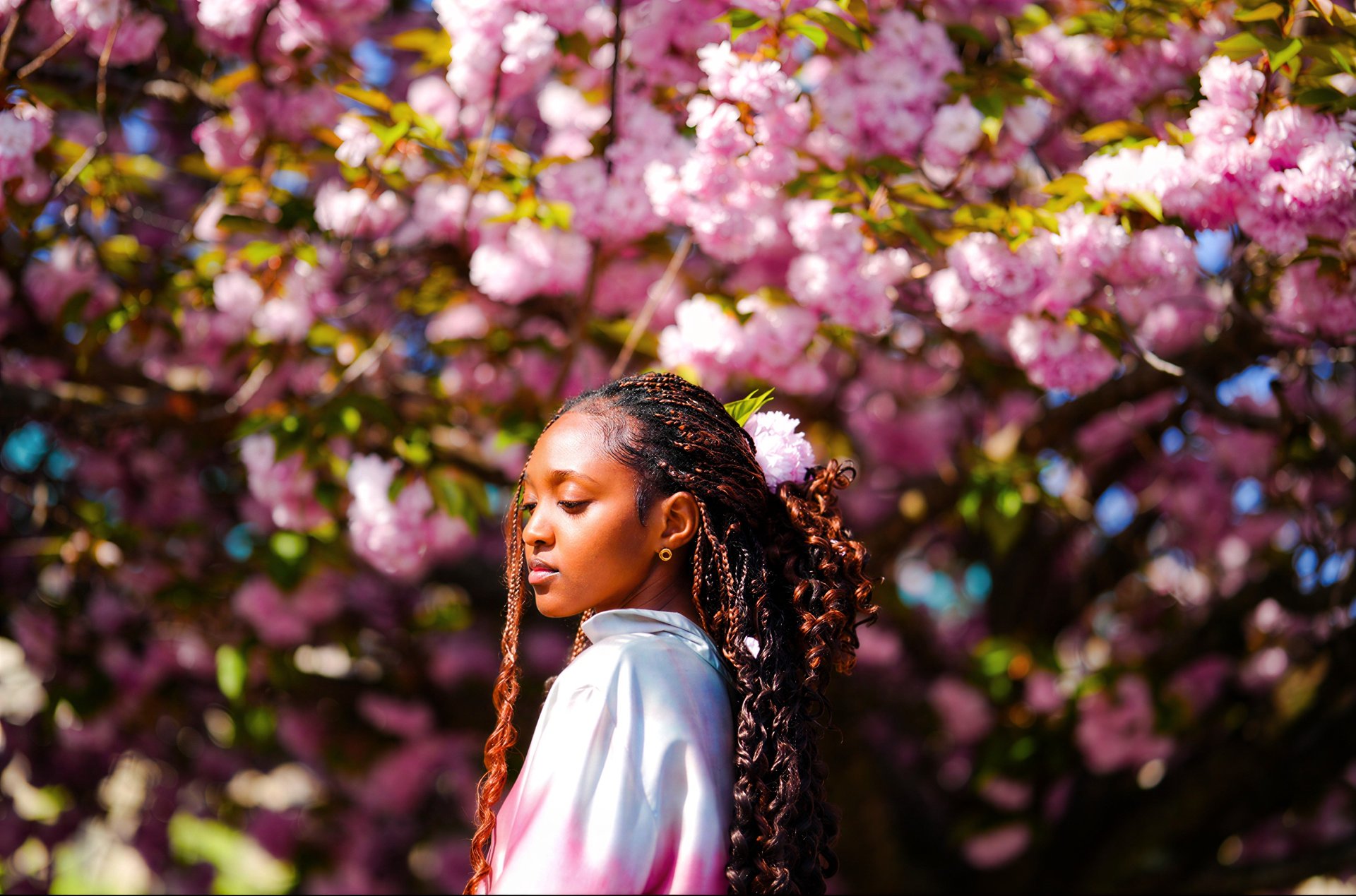 woman holding dried flower