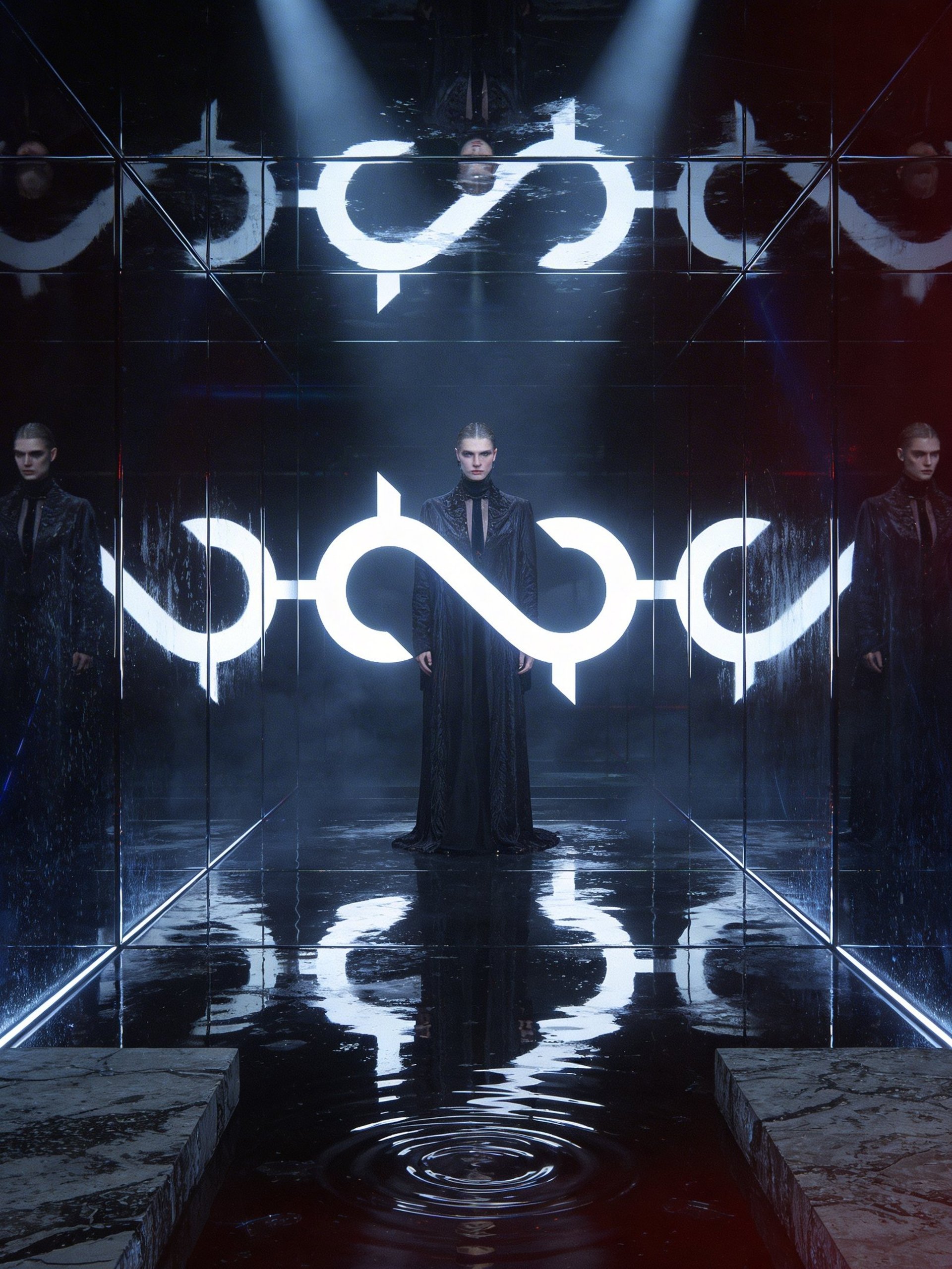 an abstract photo of a curved building with a blue sky in the background