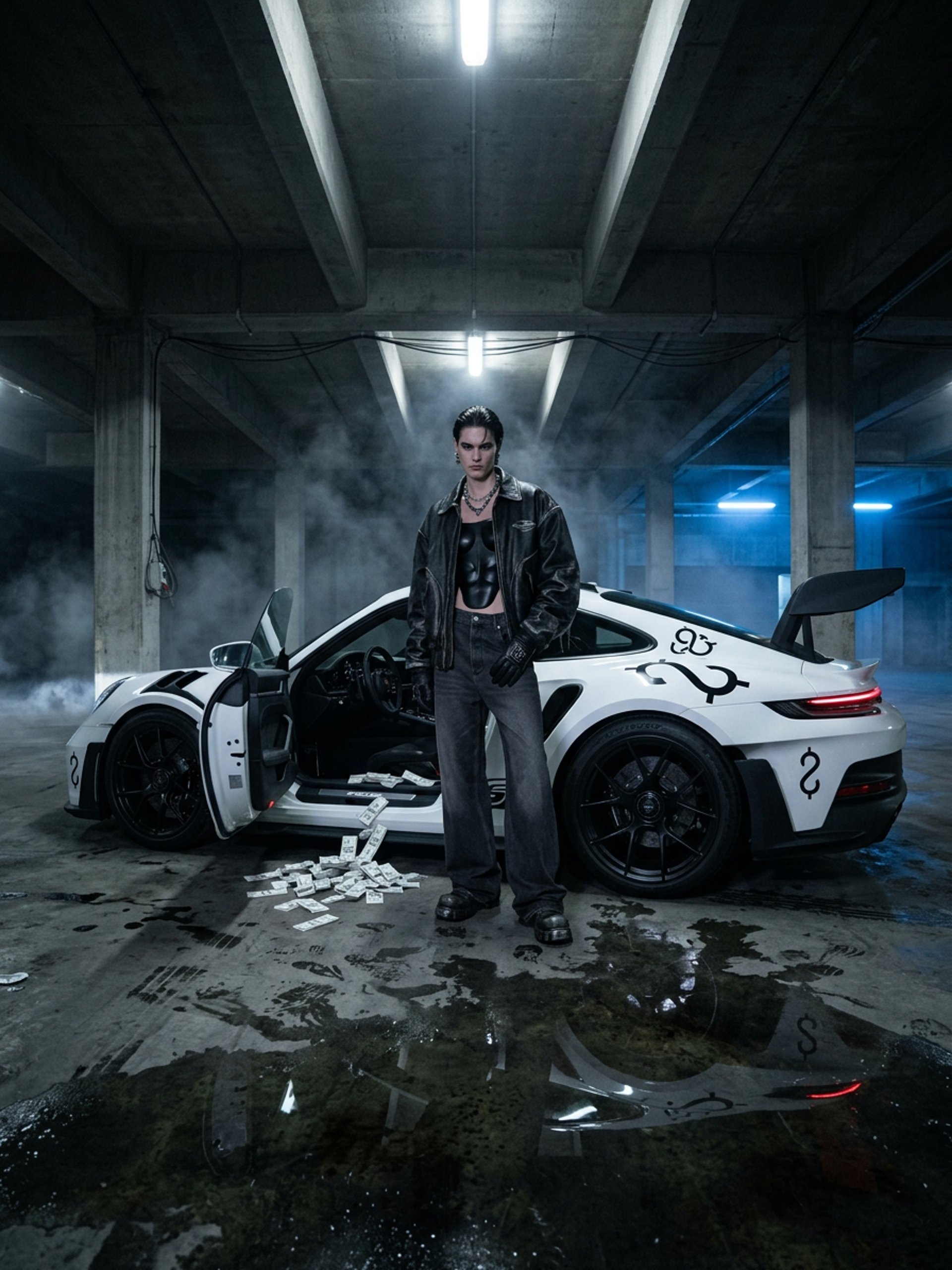 an abstract photo of a curved building with a blue sky in the background