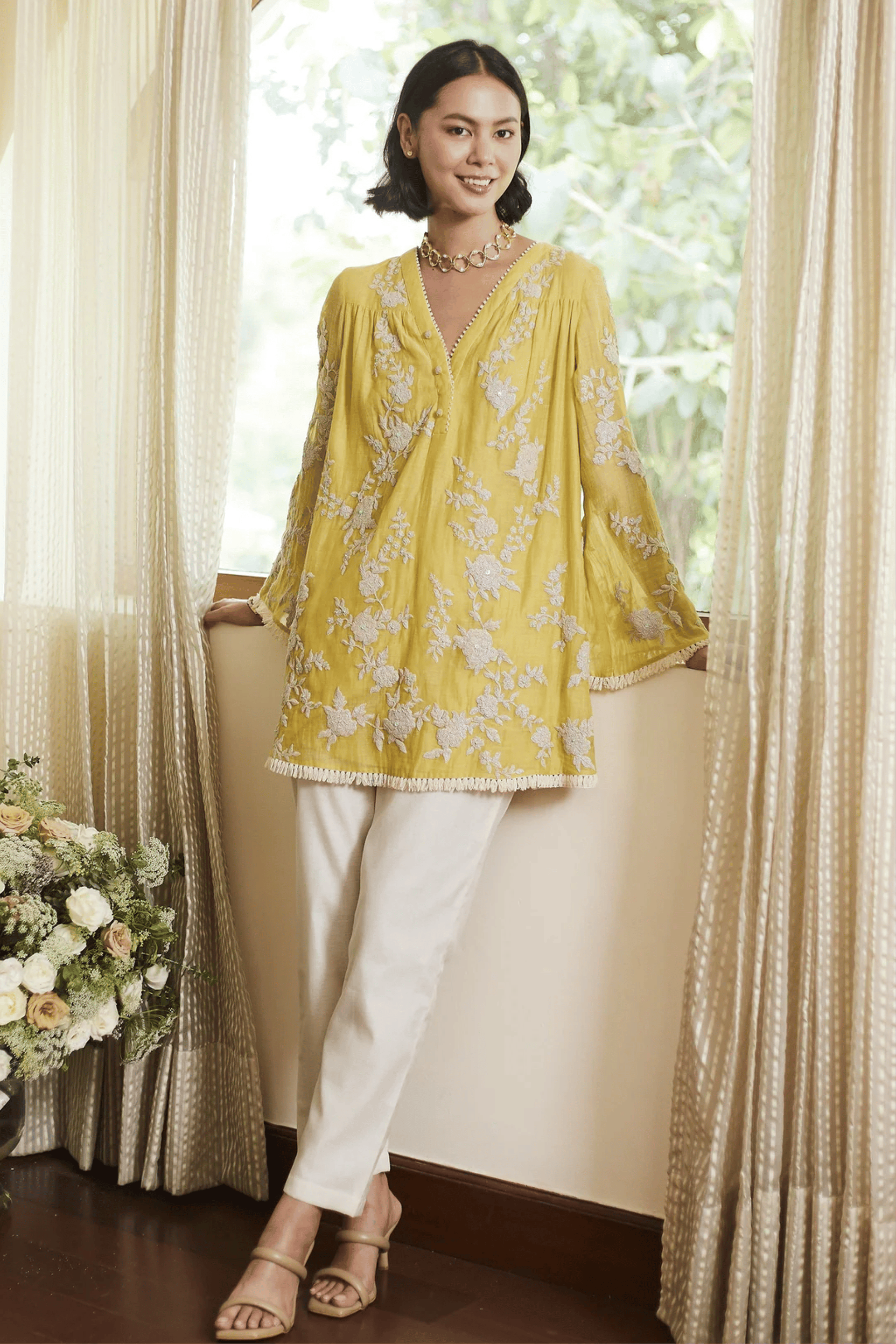 gray and white long sleeve shirt