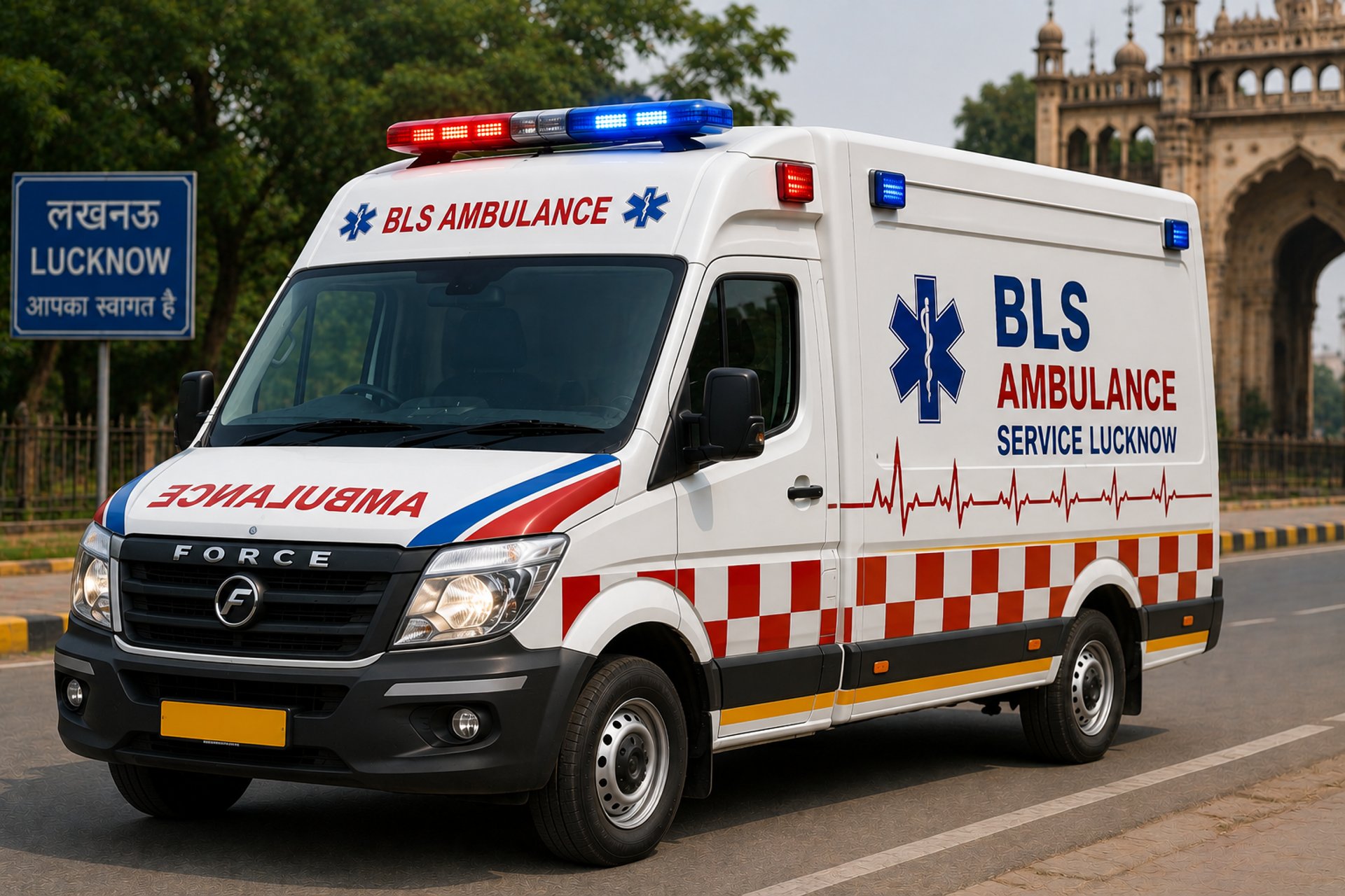 a man standing next to an ambulance parked on the side of a road