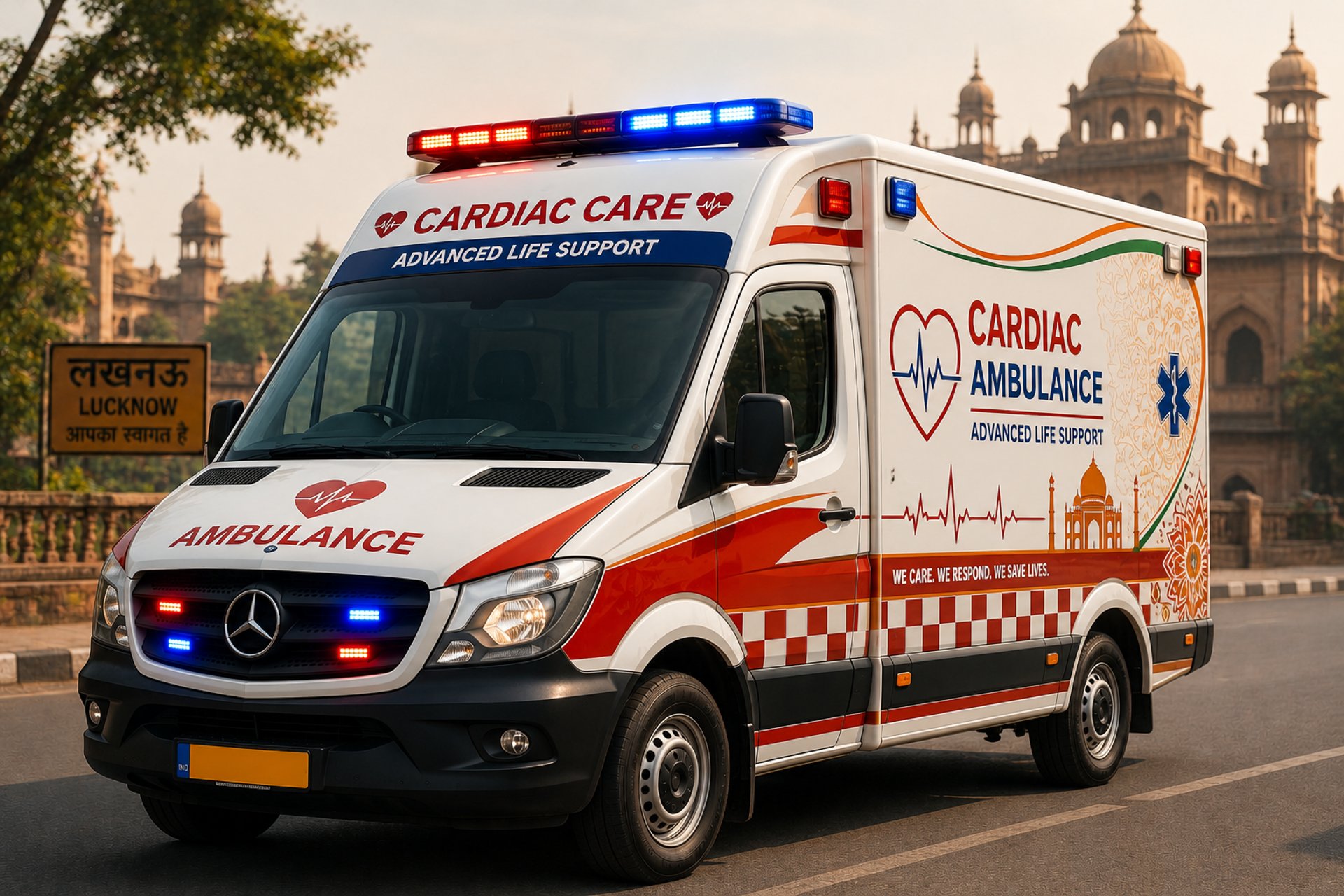 a man standing next to an ambulance parked on the side of a road