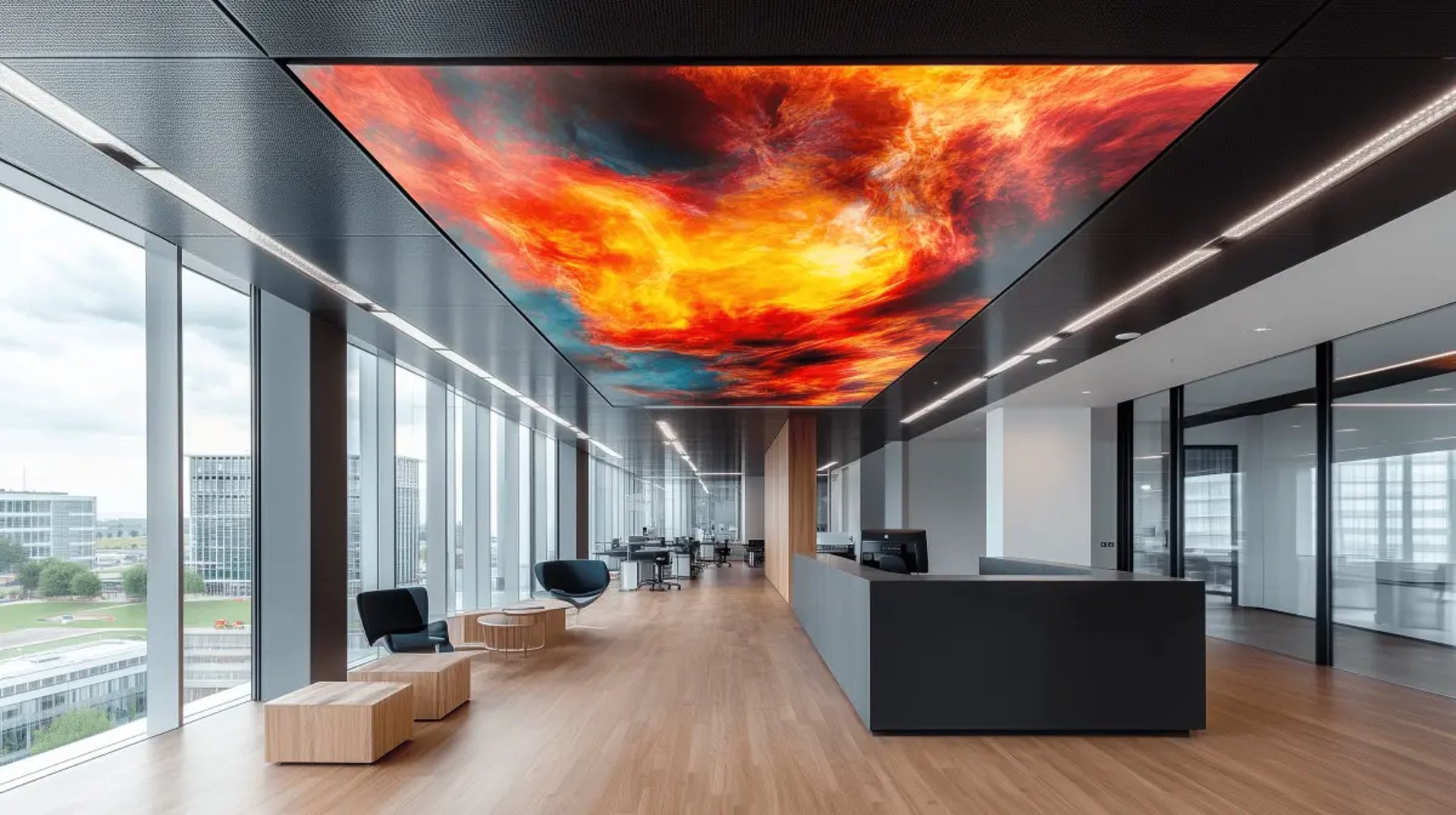 an abstract photo of a curved building with a blue sky in the background