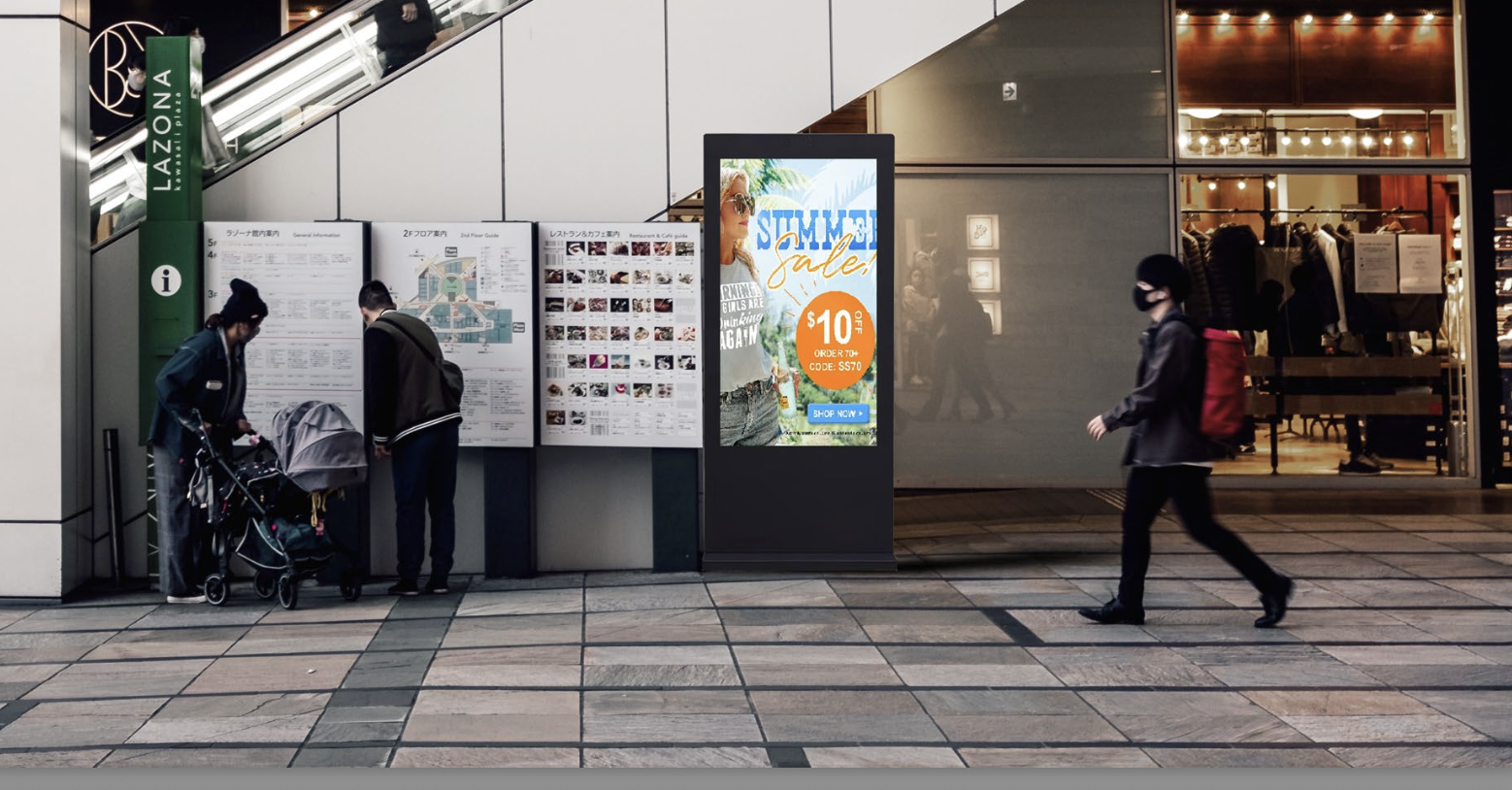 Rugged outdoor freestanding kiosk with 3000 nits sunlight-readable display and IP-rated weatherproof